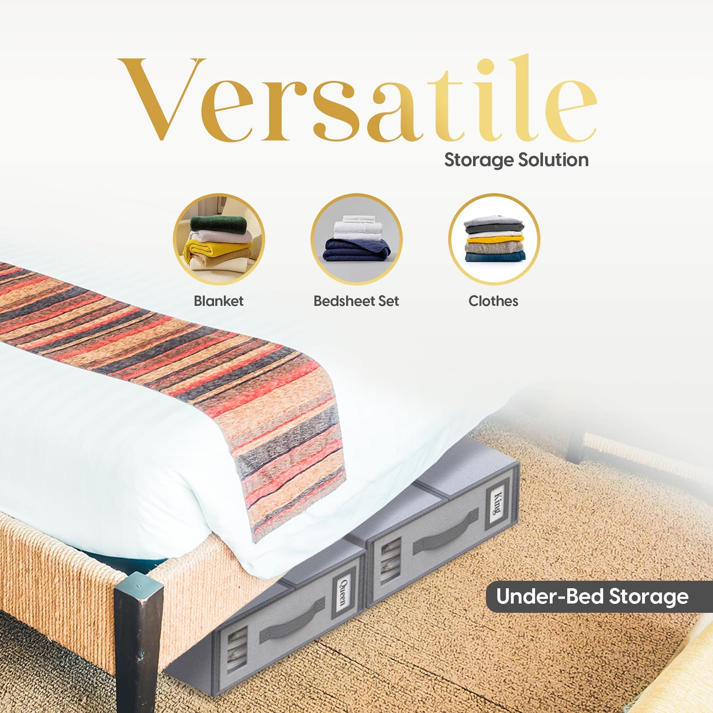 Luxury Lineup Sheet Organizers and Storage – 4 Pack Bed Sheet Organizer for Queen & King Size, Foldable Linen Closet Storage for Bedding, Duvet Covers, and Pillowcases