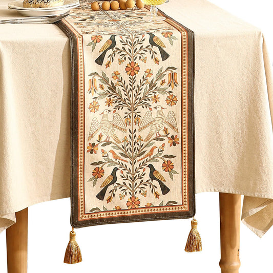 bilin gaier Designer French Linen Small Table Runner,63"x12"-Seville