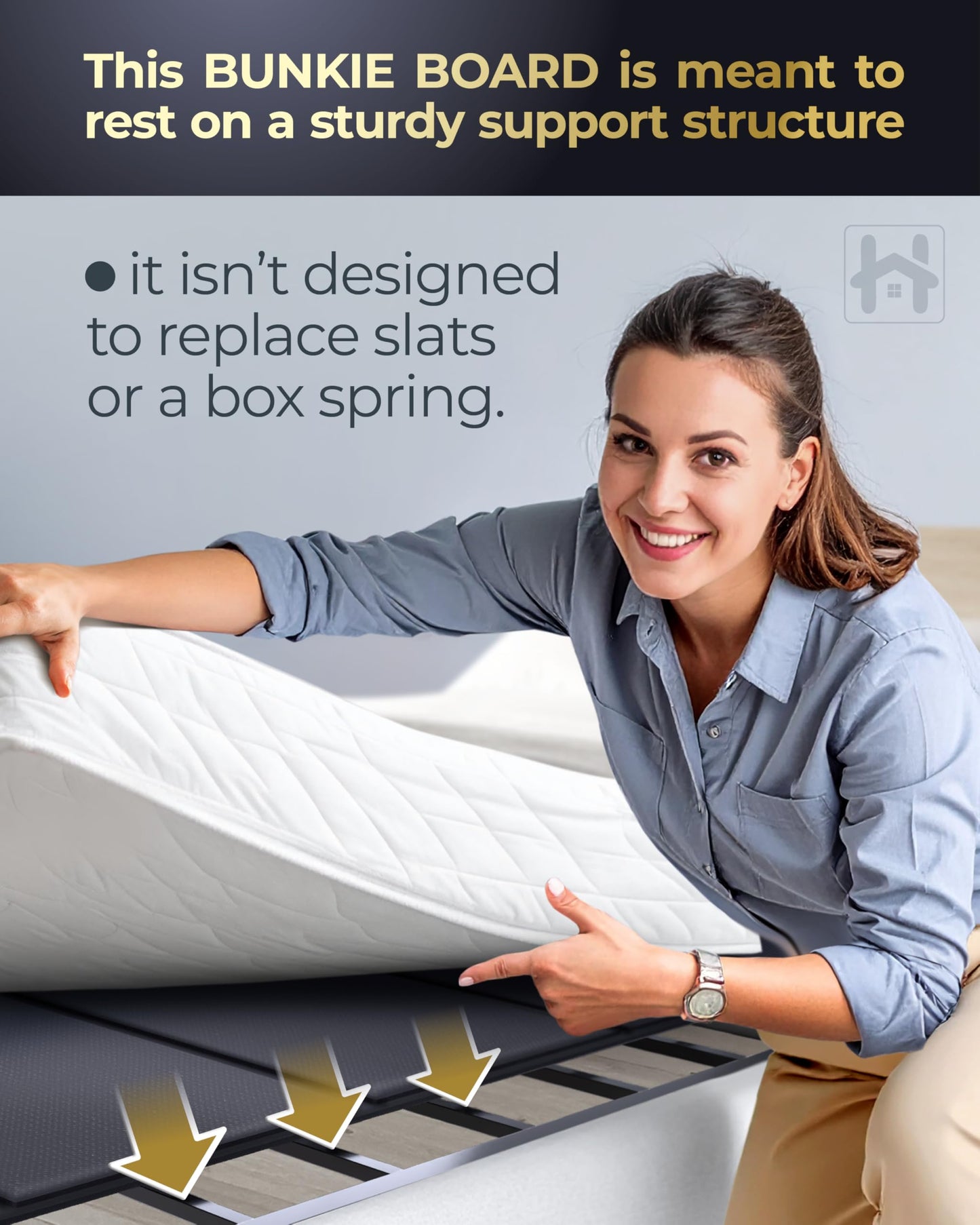 Golden Home Essentials Premium 10mm Twin Size Bunkie Board (38" x 75") – Slim Low-Profile Mattress Support – Quiet, Moisture-Resistant, Lightweight Bed Board for Platform & Slatted Frames