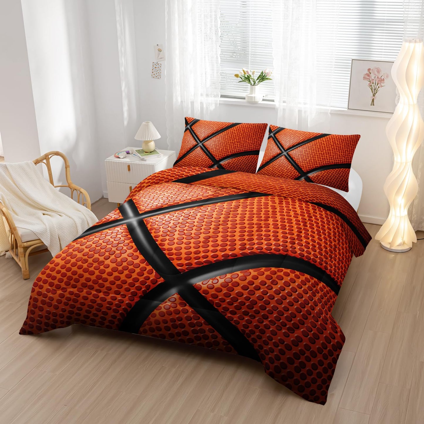 Nttopship Basketball Comforter Set Twin,Basketball Bedding Set for Boys Kids Teens Ultra Soft Microfiber Sports Theme Basketball Bedding Sets with 1 Comforter with 2 Pillowcases
