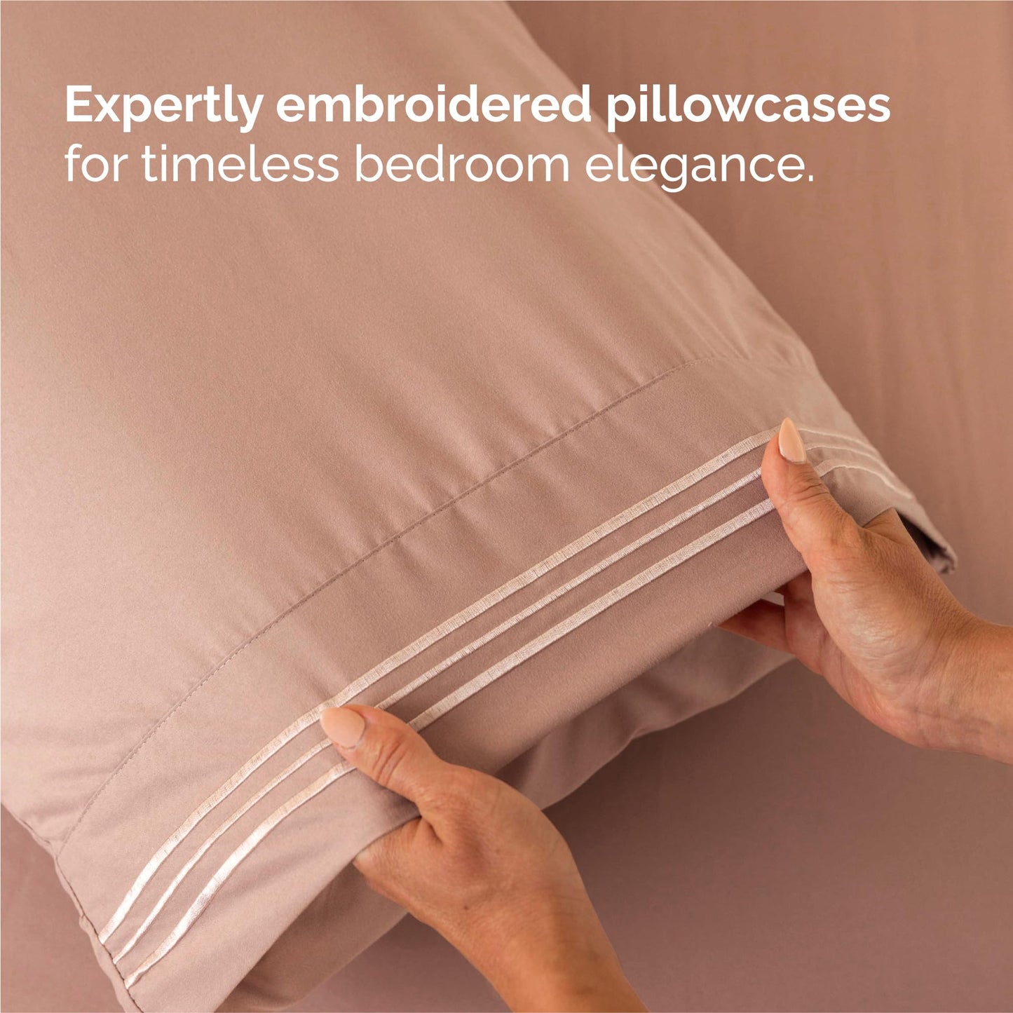 Split King Size 5 Piece Sheet Set - Comfy Breathable & Cooling Sheets - Hotel Luxury Bed Sheets for Women & Men - Deep Pockets, Easy-Fit, Soft and Wrinkle Free Sheets - Mauve Oeko-Tex Bed Sheet Set