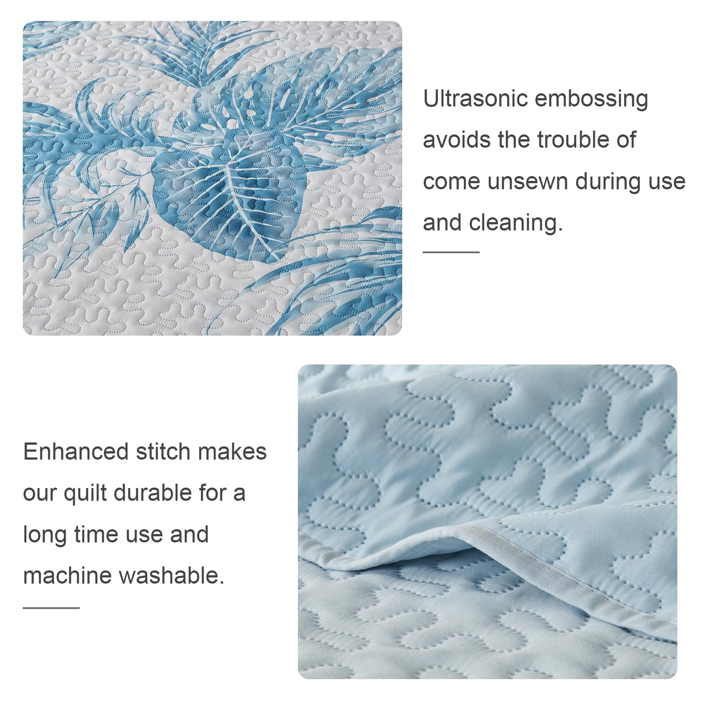 OARAGE Quilt Bedding Set, Sky Blue King/Cal King Comforter Set, Bedding Comforter Sets, Soft Lightweight Bedspread, Ultrasonic Microfiber Bed Coverlet for All Season (1 Quilt,2 Sham)