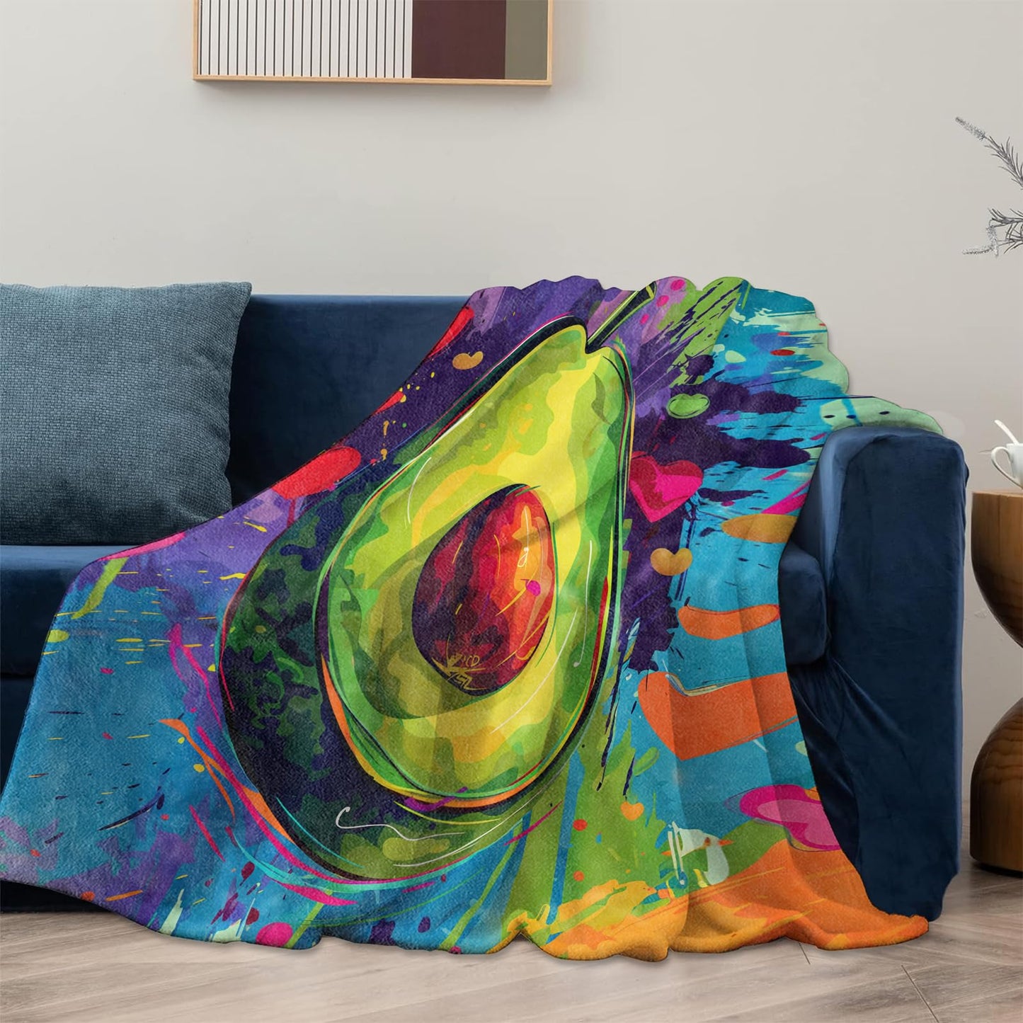 Avocado Theme Blanket Gifts for Women Girls, Soft Warm Lightweight Flannel Throw Blankets for Living Room Home Sofa Travel Decor 50" x 60"