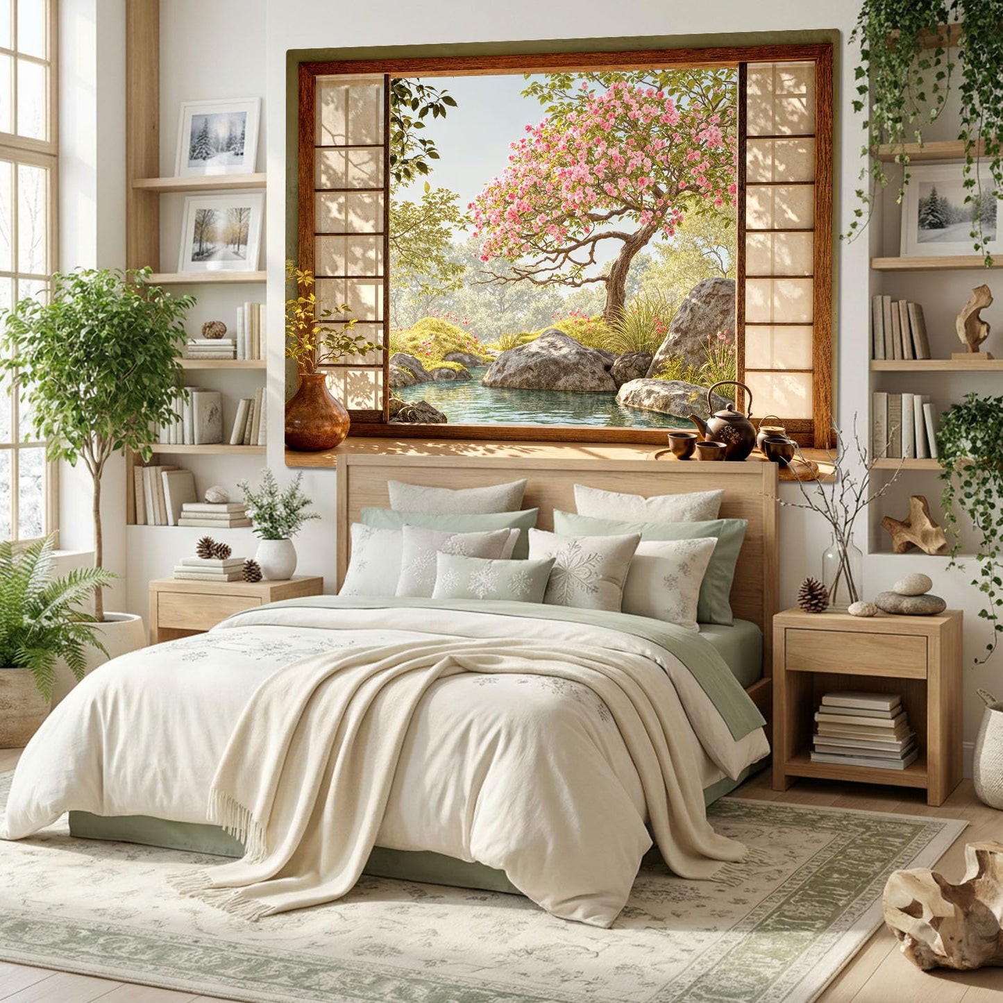 Lifeel Japanese Scenery Tapestry, Aesthetics Nature Landscape Tapestries, Asian Home Decor for Bedroom Meditation Room Living Room, 36x48 inches