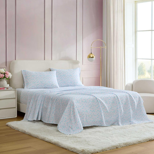 Betsey Johnson - Queen Size Sheet Set, Ultra-Soft Bedding with Smooth Feel, Deep Pockets, Bed Sheets with Matching Fitted Sheet & Pillowcases (Leopard Rosettes Pink)