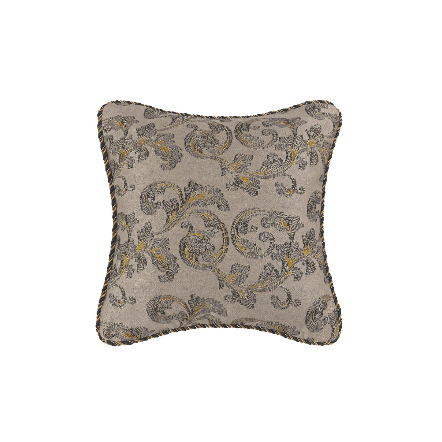 Loom and Mill 9-Piece Luxury King Size Comforter Set, European Damask Comforter Sets, Jacquard Bedding Sets with Euro Shams, Bedskirt, Filled Decorative Pillows(Taupe+Gold+Gray,King)