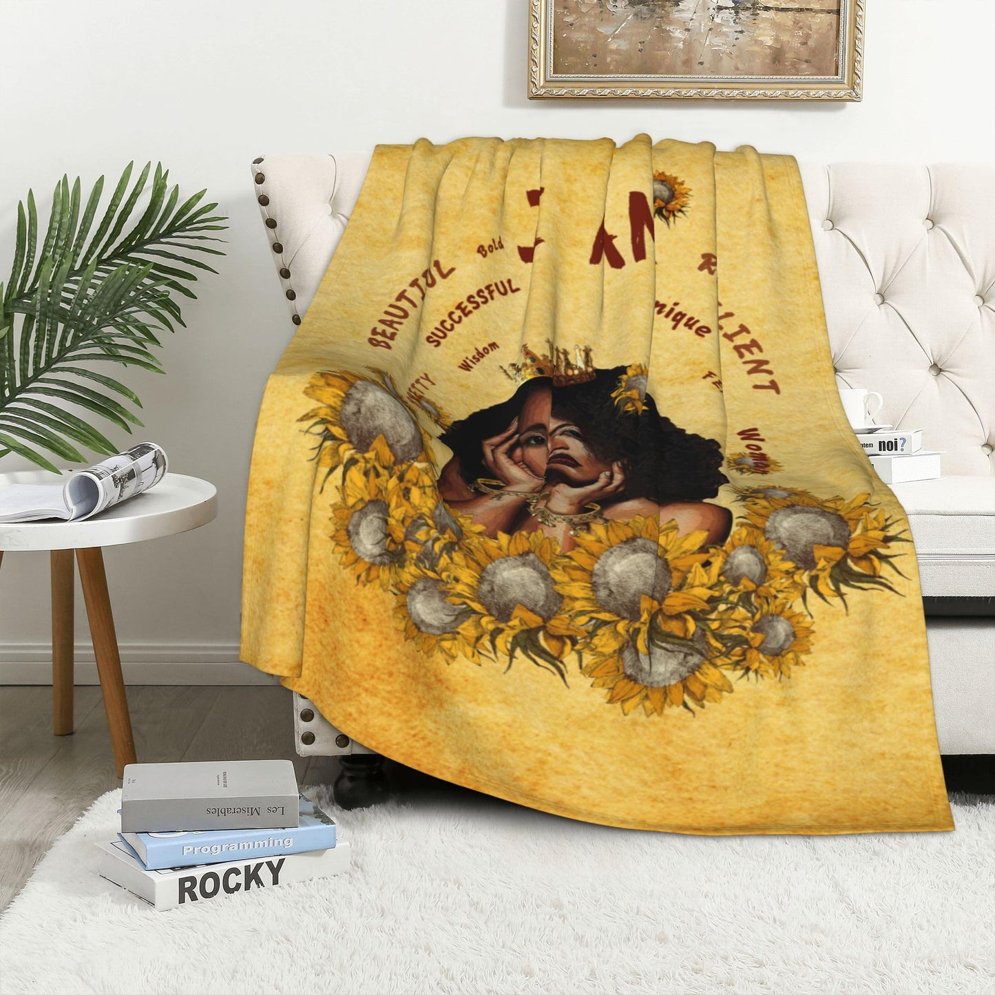 African American Throw Blanket 50"x40" Inch Cozy Theme Fluffy Plush Black Girl Blanket Soft Flannel Throw Blanket for Men Women Boys Girls Gift Sofa Bed Couch Christmas