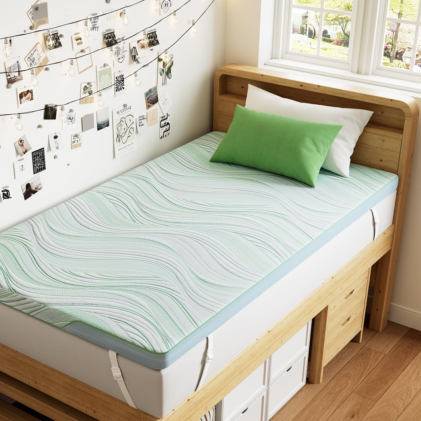 PERLECARE Twin-XL Mattress Topper, 3 Inch Dual Layer Gel Memory Foam Bed Topper with Bamboo Cover, Medium Firm Support for Pressure Relief, Removable Washable Cover, Non-Slip Design