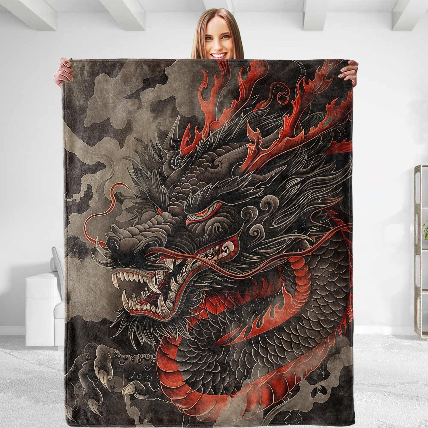 dhakalrlde Majestic Dragon Throw Blanket for Men & Women - Soft Plush Flannel, Comfy and Lightweight, Warm and Fuzzy for Couch, Bedroom, Travel, Bed, Living Room, and Outdoor 50in×60in