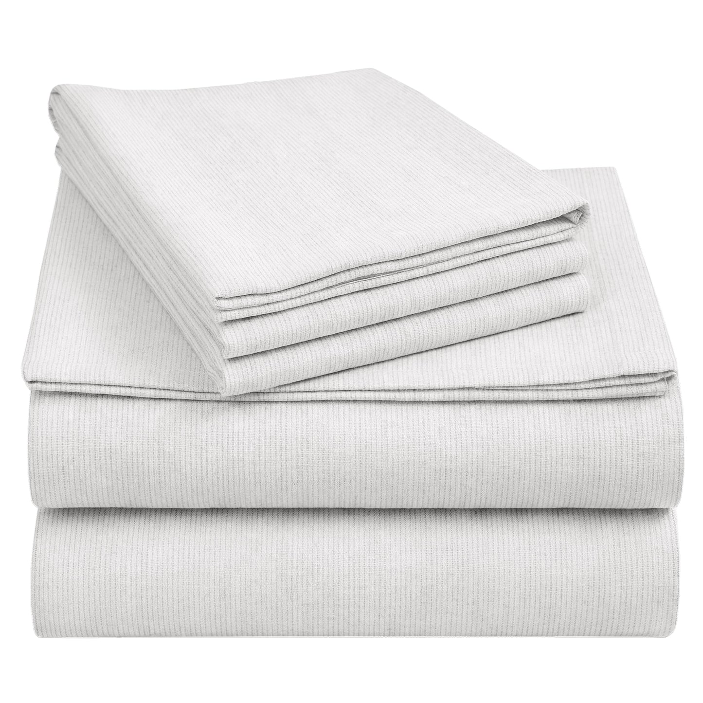 California Design Den Yarn Dyed Flannel Bed Sheets Queen Size Set - Made in Portugal, 4-Pc 100% Cotton Flannel Sheets Queen, Thick, Velvet Soft, Triple-Brushed, Extra Deep Pockets - Cream Stripe