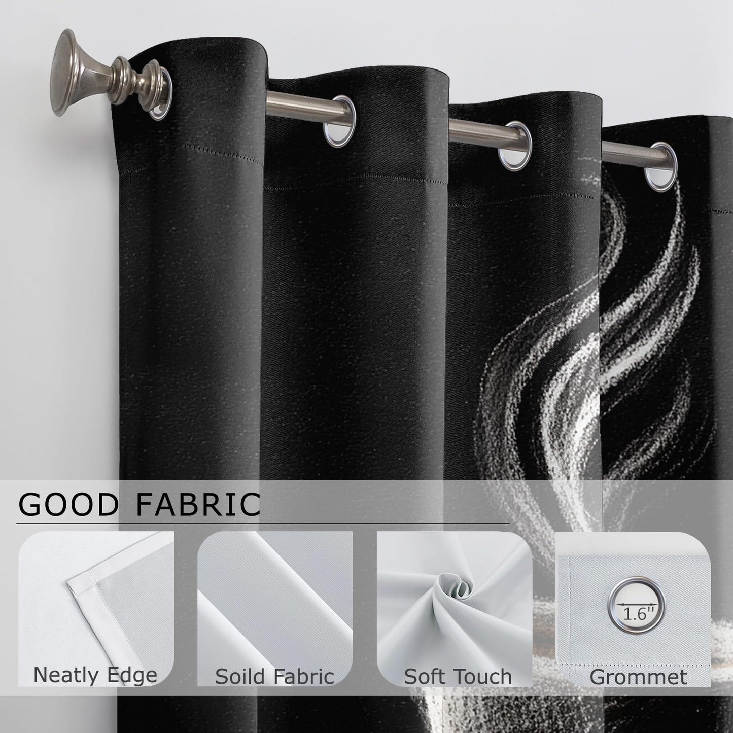 Solvivae Coffee Curtains Blackout, Room Darkening Thermal Insulated Grommet Drapes for Bedroom Living Room, Vintage Coffee Cup Patterned Window Treatments, 96 Inch Curtains 2 Panel Set