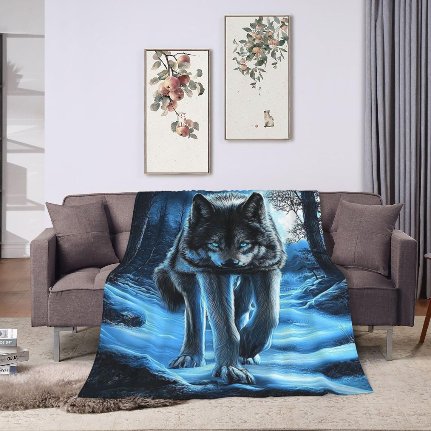 Wolf Blanket Wolf Decor Cozy Animal Throw Super Soft Plush Flannel Fleece Blanket Gift for Kids Adults Men Women Ultra Warm & Lightweight Flannel, 60"X50"