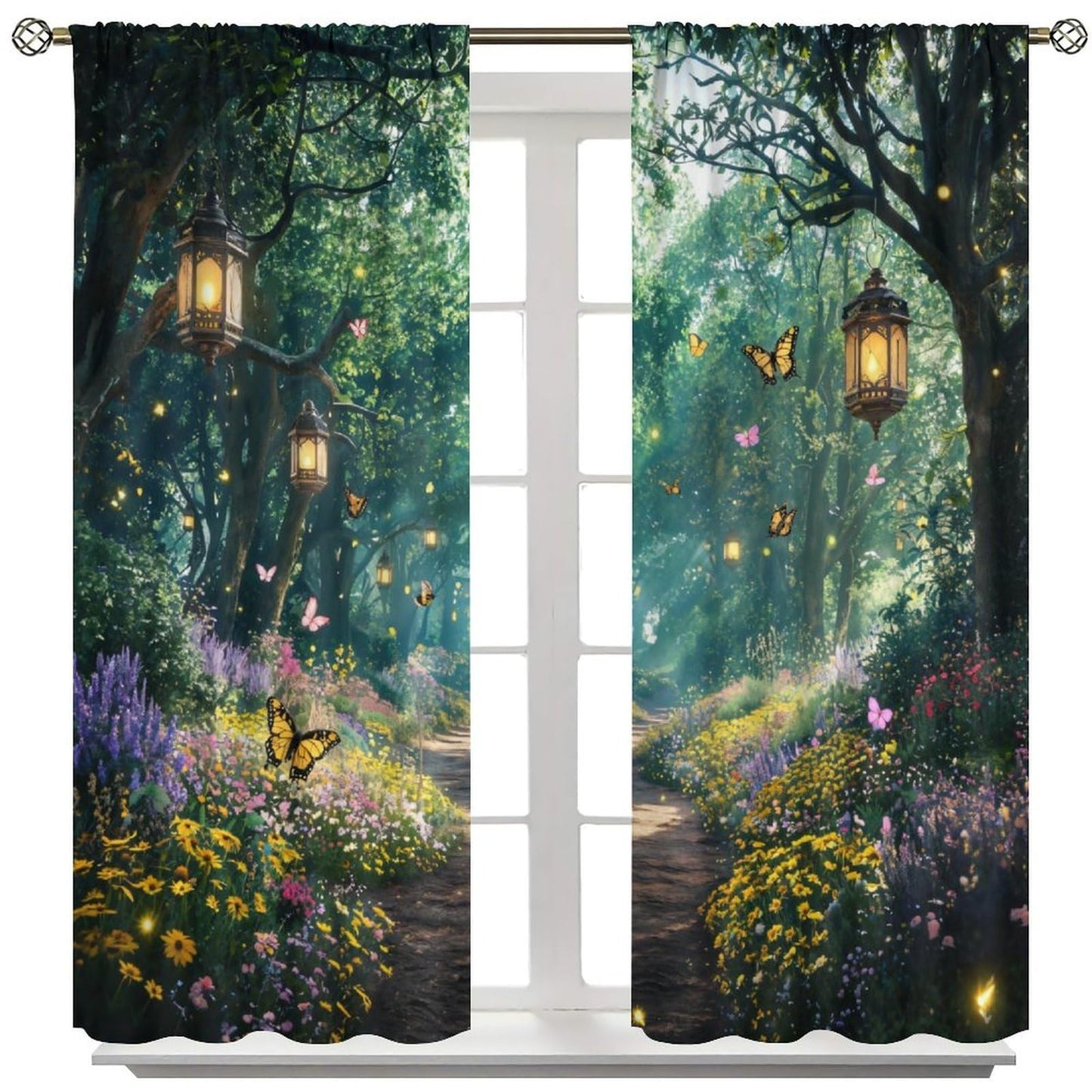 UFUH Fantasy Forest Curtains,Nature Spring Scenery Landscape Blackout Window Treatments for Bedroom Living Room,2 Panels Set Total Size 42 x 45 Inch