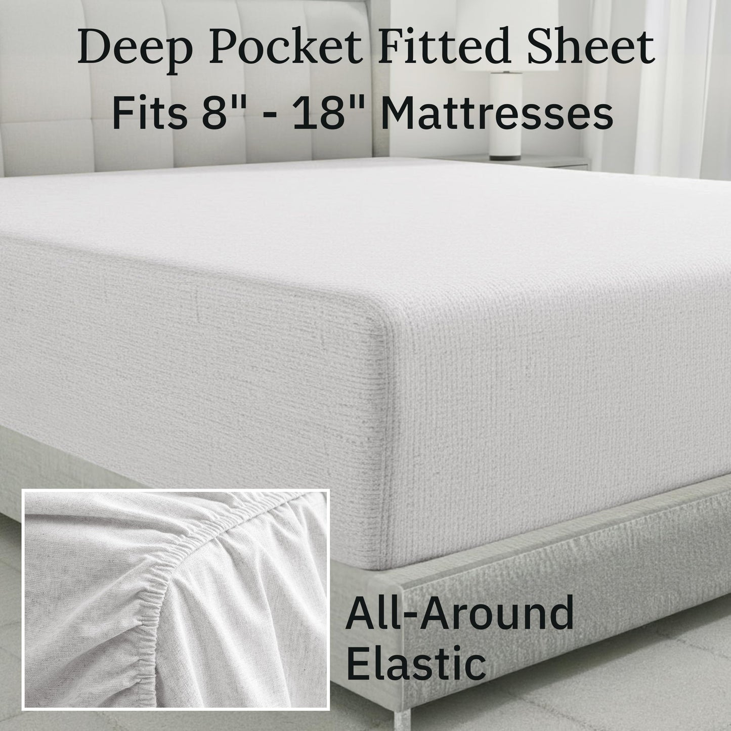California Design Den Yarn Dyed Flannel Bed Sheets Queen Size Set - Made in Portugal, 4-Pc 100% Cotton Flannel Sheets Queen, Thick, Velvet Soft, Triple-Brushed, Extra Deep Pockets - Cream Stripe