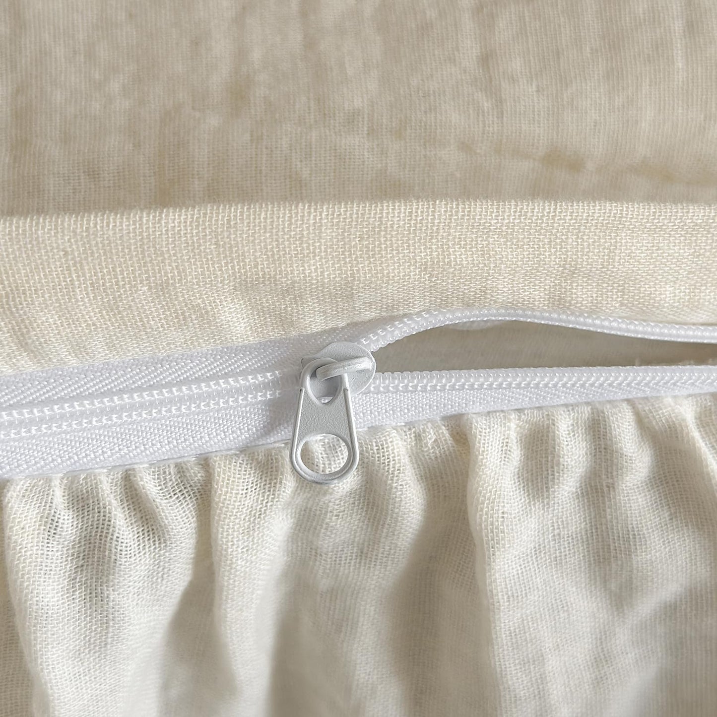VM VOUGEMARKET Romantic Ruffle Duvet Cover Queen Breathable Muslin Cotton Wash Painting Style Duvet Cover Soft Linen Like Gauze Bedding Set-Queen Size