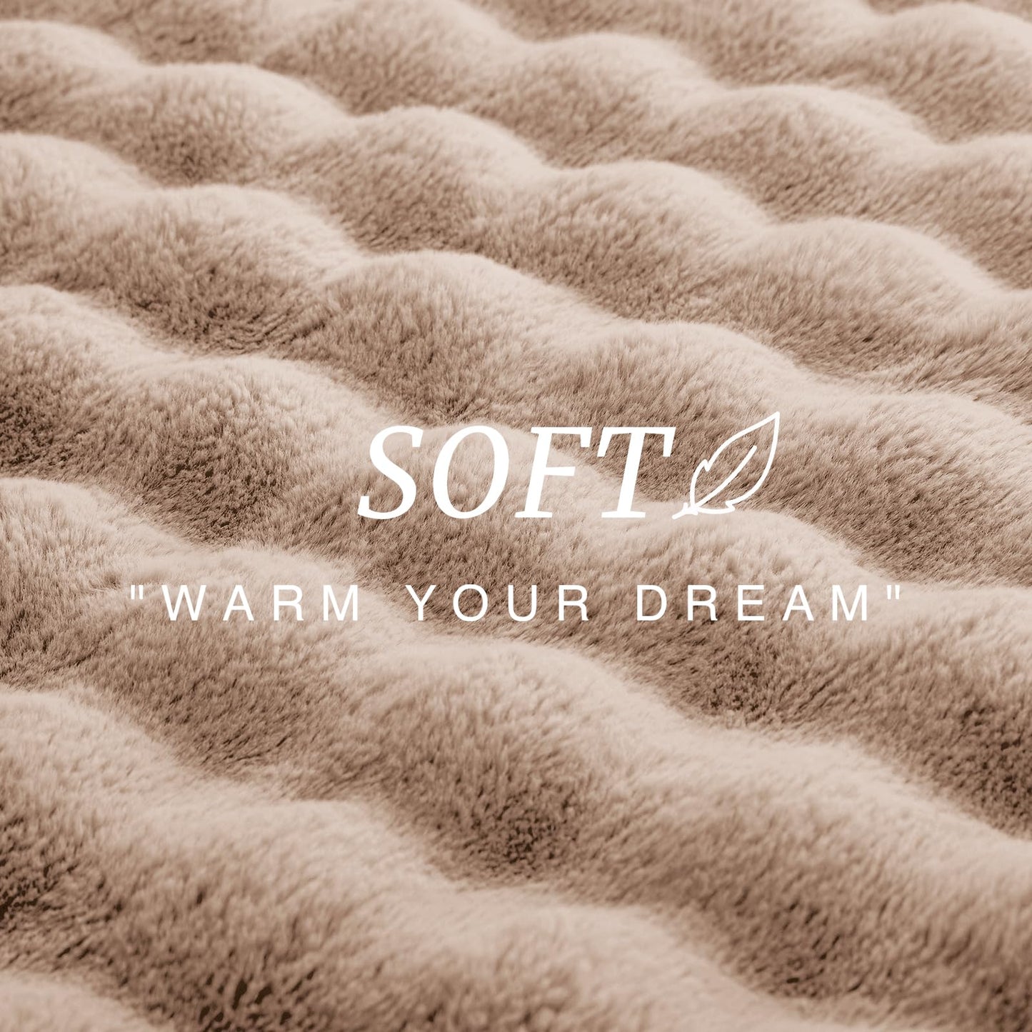 EXQ Home Fluffy Faux Rabbit Fur Throw Blanket for Couch, Soft Luxury Bubble Double Sided Plush Blanket, Cozy Thick Warm Fuzzy Decorative Blanket for Bed Chair Sofa Living Room,50"X60"(Brown)