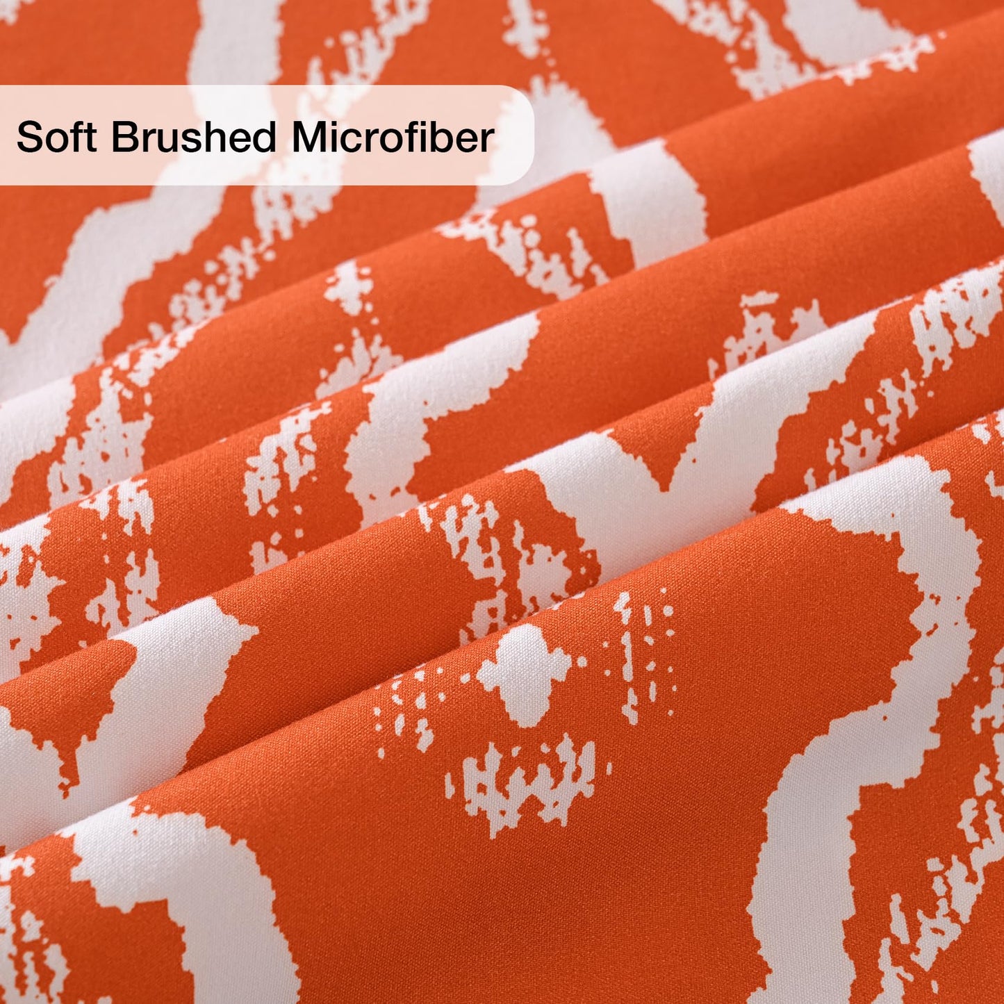 Yibeizi Orange Patterned Queen Sheet Set Boho Printed Bed Sheets Microfiber Bedding Sheets & Pillowcases Soft 15" Extra Deep Pocket Fitted Bedsheet 4 Piece