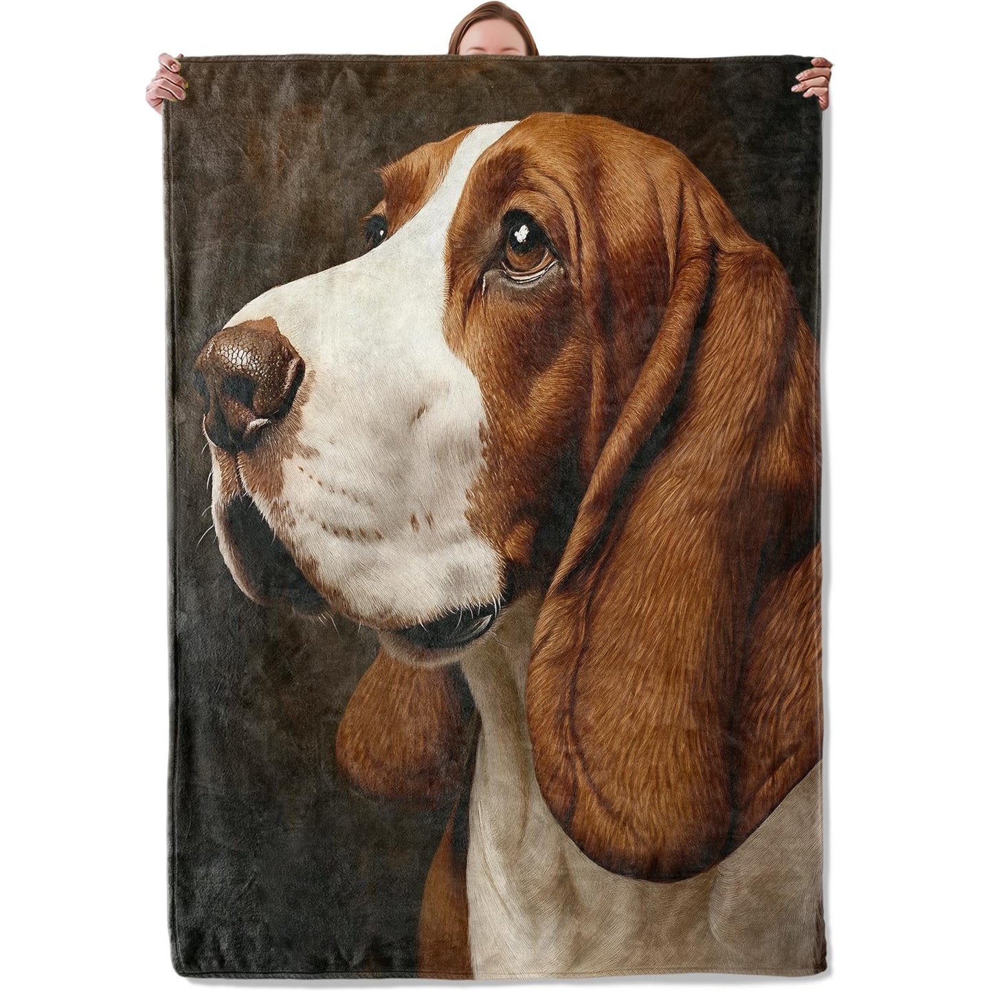 Basset Hound Theme Blanket Gifts for Women Girls, Soft Warm Lightweight Flannel Throw Blankets for Living Room Home Sofa Travel Decor 50" x 60"