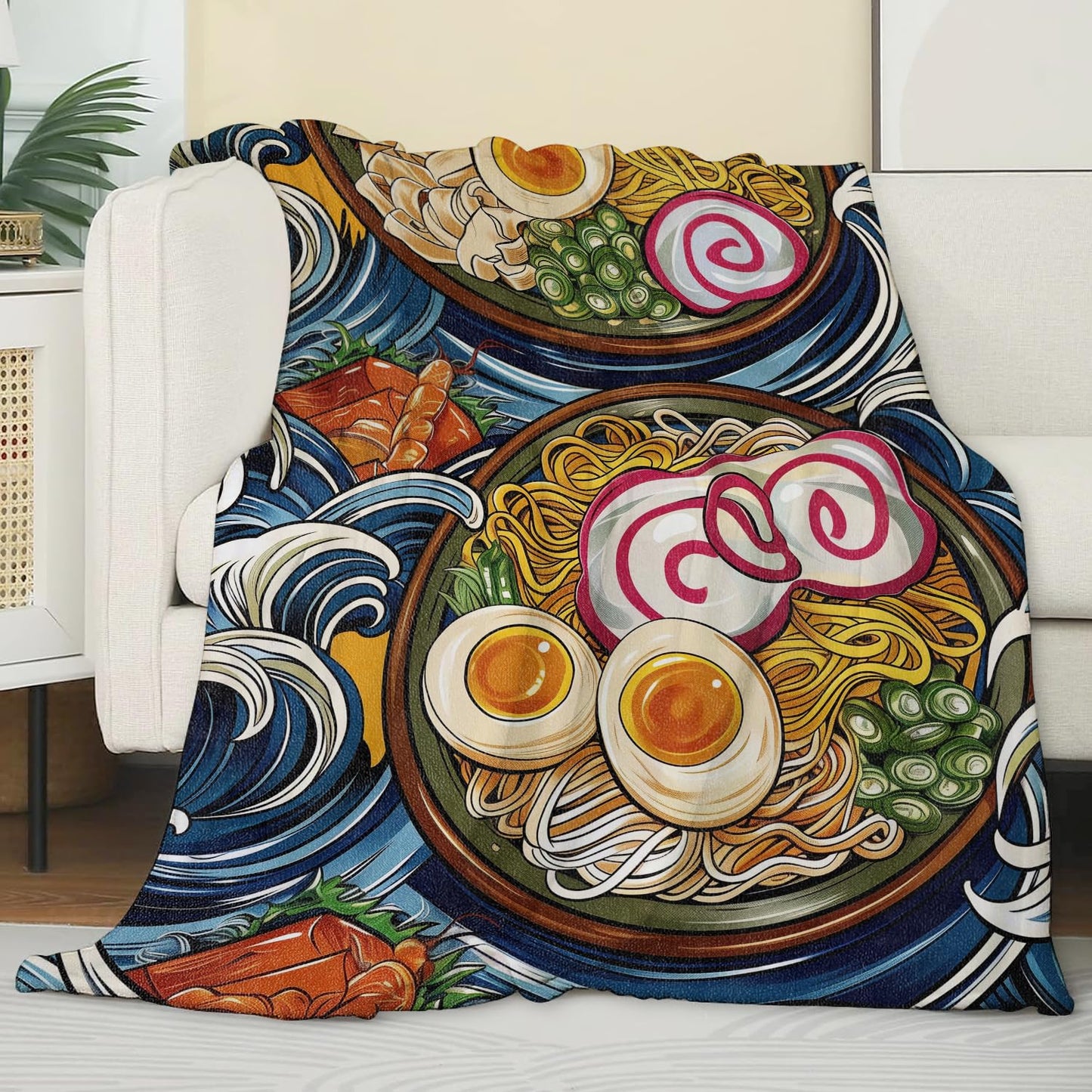 Zeleda Ramen Blanket for Adults Kids, Ramen Gifts Bedding Decor Flannel Ramen Throw Blanket, Japanese food Ramen Stuff Decorations Warm Soft Blanket for Bed Sofa Office 60"" x 50""