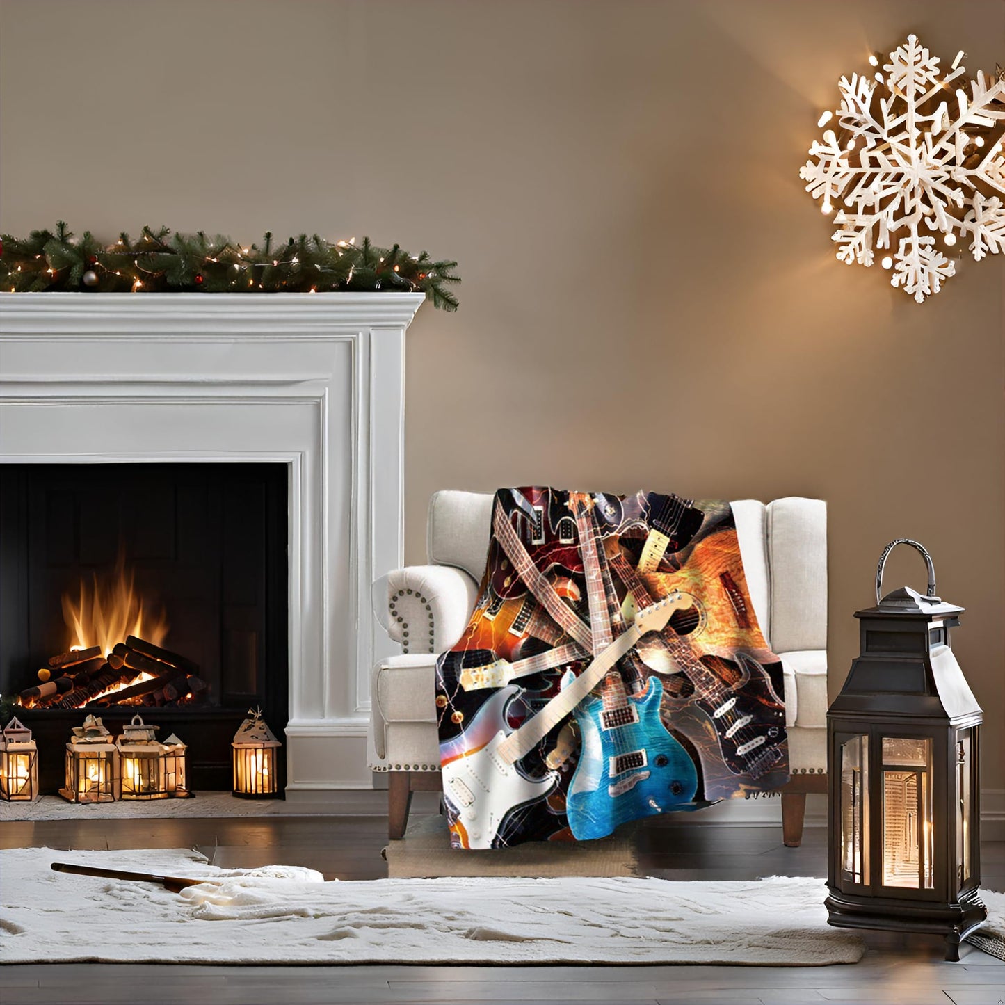 Levens Music Guitar Blanket Gifts for Men Women Girls Boys, 60"x50" Guitar Throw Blanket Rock Instrument Decor for Couch Home Bedroom, Soft Cozy Lightweight Christmas Birthday Gifts for Music Lovers