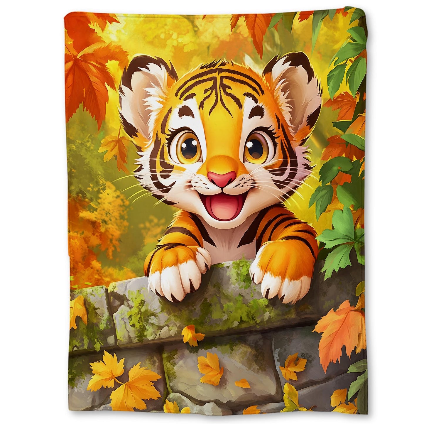 Ti Caldi Cute Cartoon Tiger Blanket, Soft Lightweight Flannel Throw Blanket for Couch, Bed, Travel & Home Decor, Fuzzy Cozy Warm Blankets for Adults Kids Women Men 60×50 in