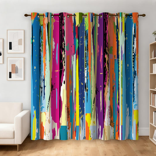 keepitcozi Abstract Multicolored Blackout Curtains for Bedroom Living Room Colorful Rainbow Design Tainted Hippie Decor Grommet Thermal Insulated Darkening Window Drapes 2 Panel Set, 52Wx63L