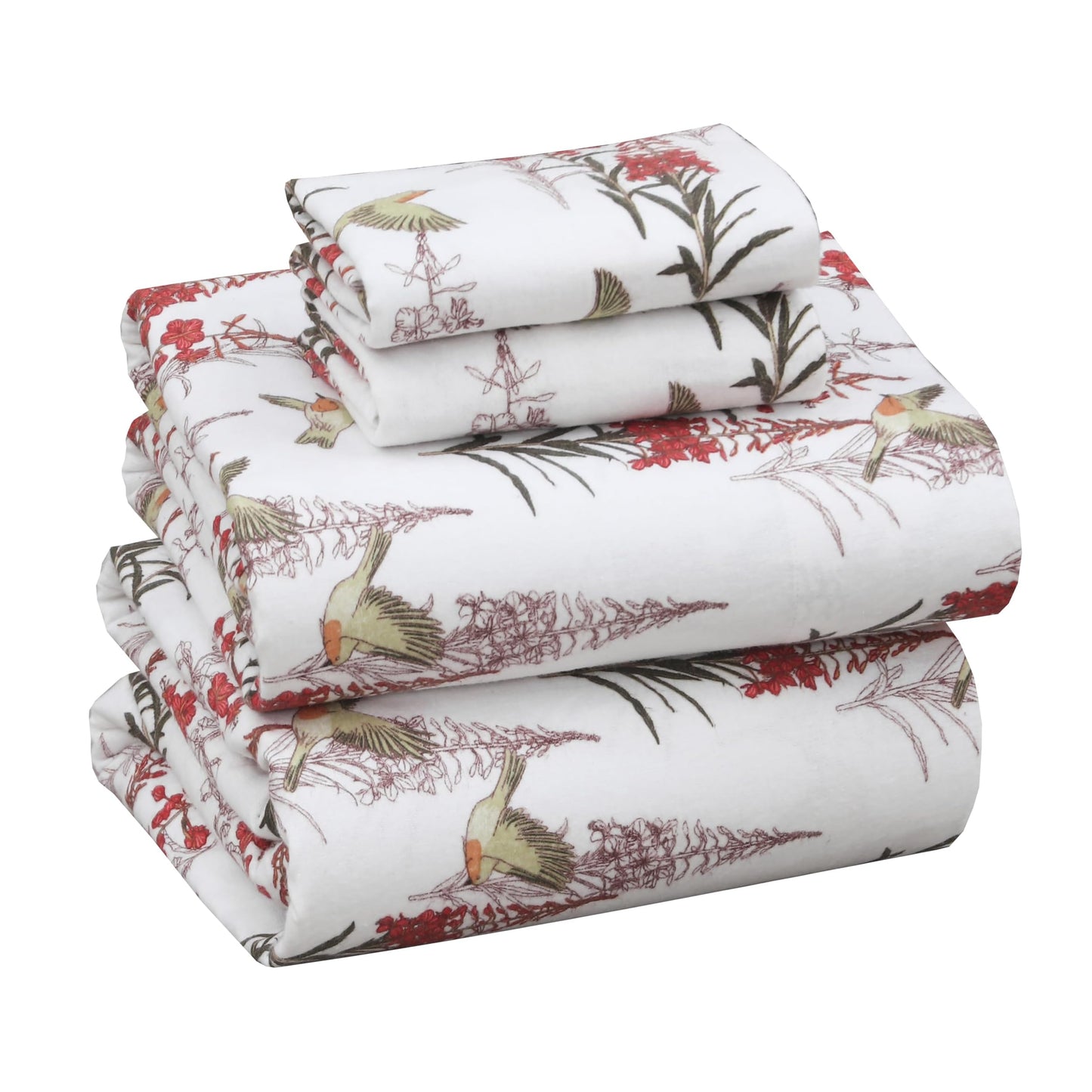 RUVANTI Flannel Sheets Queen Size - 100% Cotton Double Brushed Bed Sheets, Deep Pockets 16 Inches Queen Sheet Set, All Seasons Breathable & Extra Soft - Warm & Cozy, 4 Piece, Garden Song