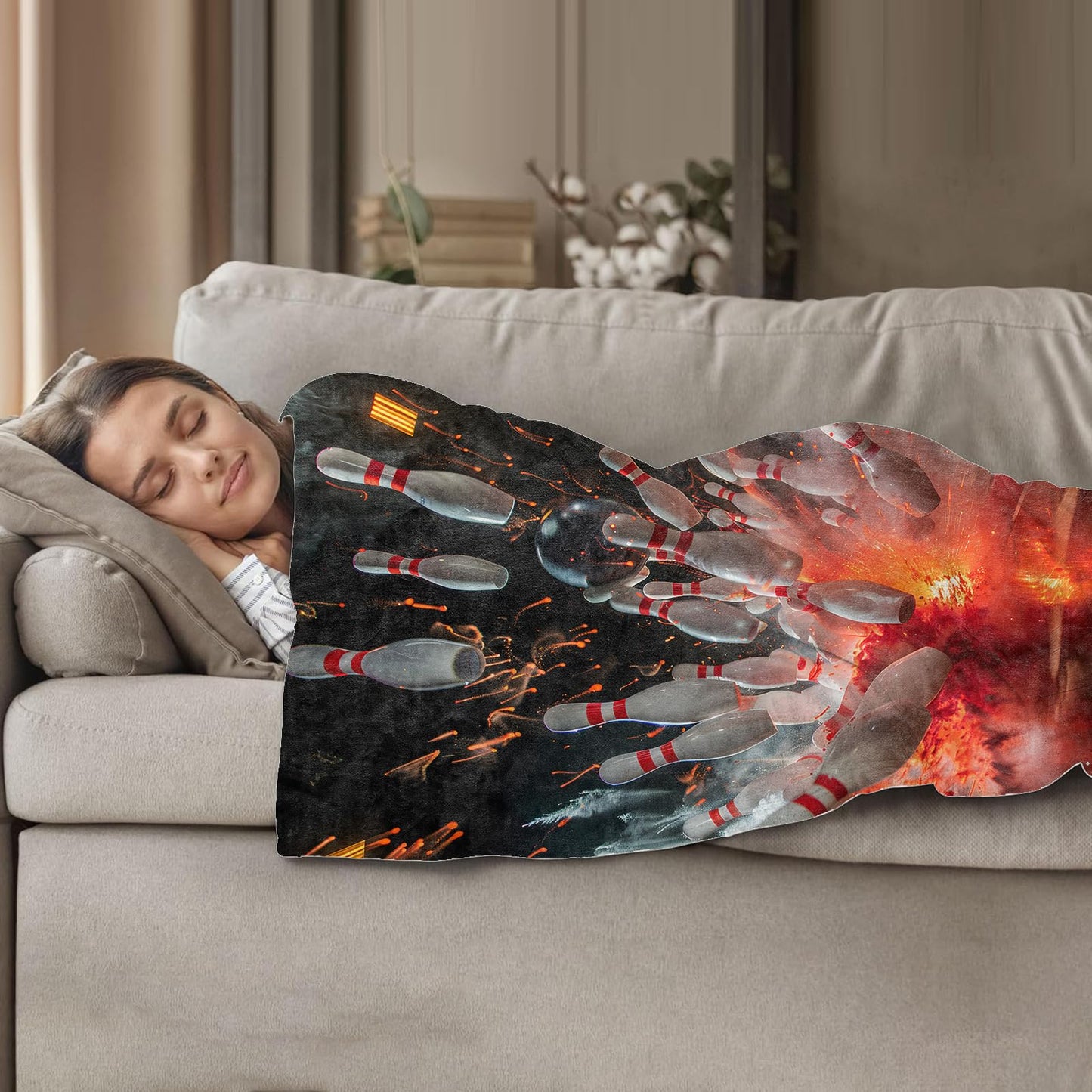 Plistiz Bowling Throw Blanket for Women Girls Boys, Soft Flannel Blankets Gifts for Living Room Couch, Home, Sofa Decor, 50"x60"