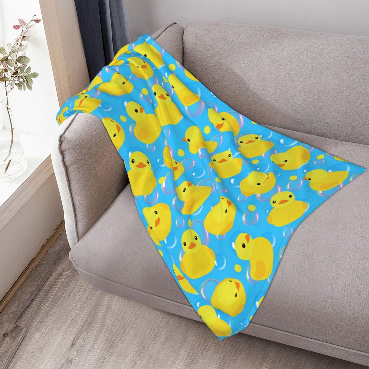 Yellow Rubber Ducks Throw Blanket Gifts Soft Warm Fleece Blankets for Bed Chair Car Sofa Couch Bedroom 50 X40 Inch