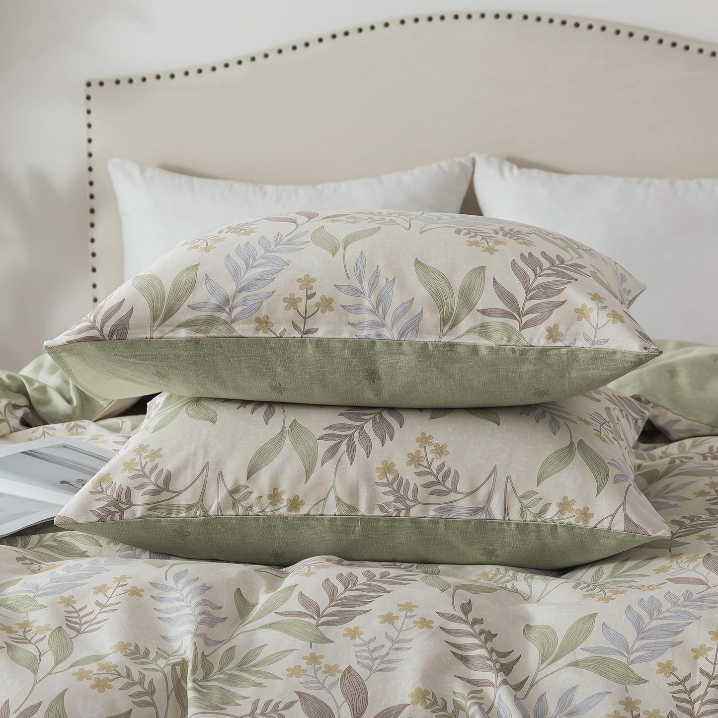 HoneiLife King Size Duvet Cover - 100% Cotton Comforter Cover, Soft & Breathable Floral Bedding Duvet Cover Sets with Zipper Closure & Corner Ties, 3-PC Wildflower Comforter Cover Sets, Blooms