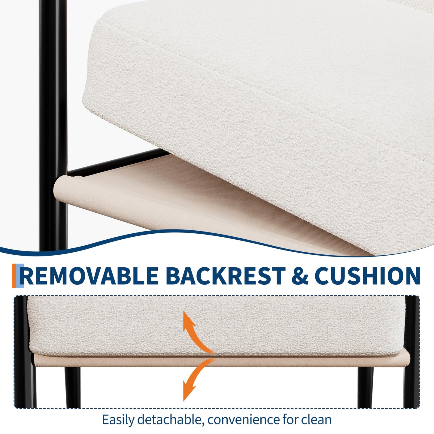 GarveeLife Modern Sherpa Accent Chair for Living Room, Ergonomic Reading Chair with Thick Cushion & Sturdy Iron Frame, Soft Comfy Armchair for Bedroom, Space Saving, Easy Assembly, Beige