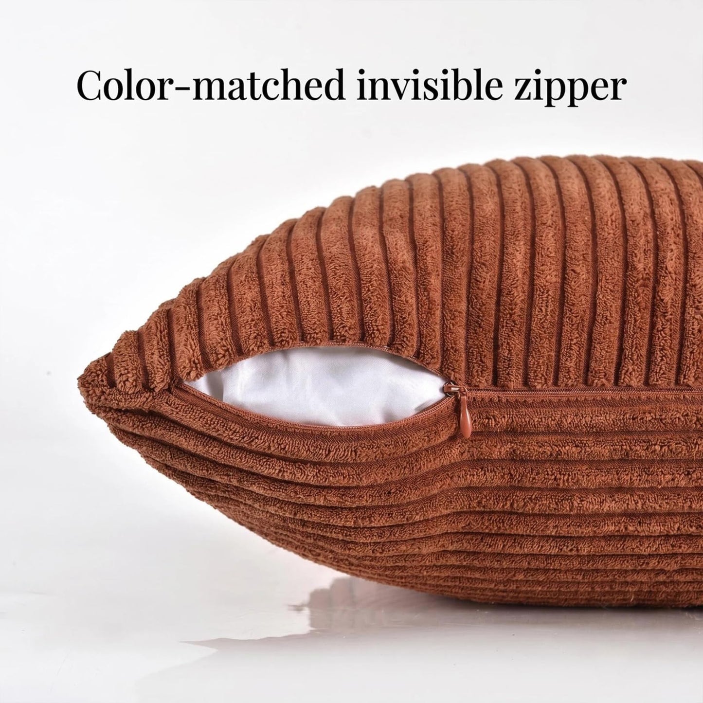 Fancy Homi 2 Packs Rust Boho Decorative Throw Pillow Covers 18x18 Inch for Couch Bed Sofa, Farmhouse Fall Home Decor, Soft Corss Corduroy Patchwork Textured Terracotta Accent Cushion Case 45x45 cm
