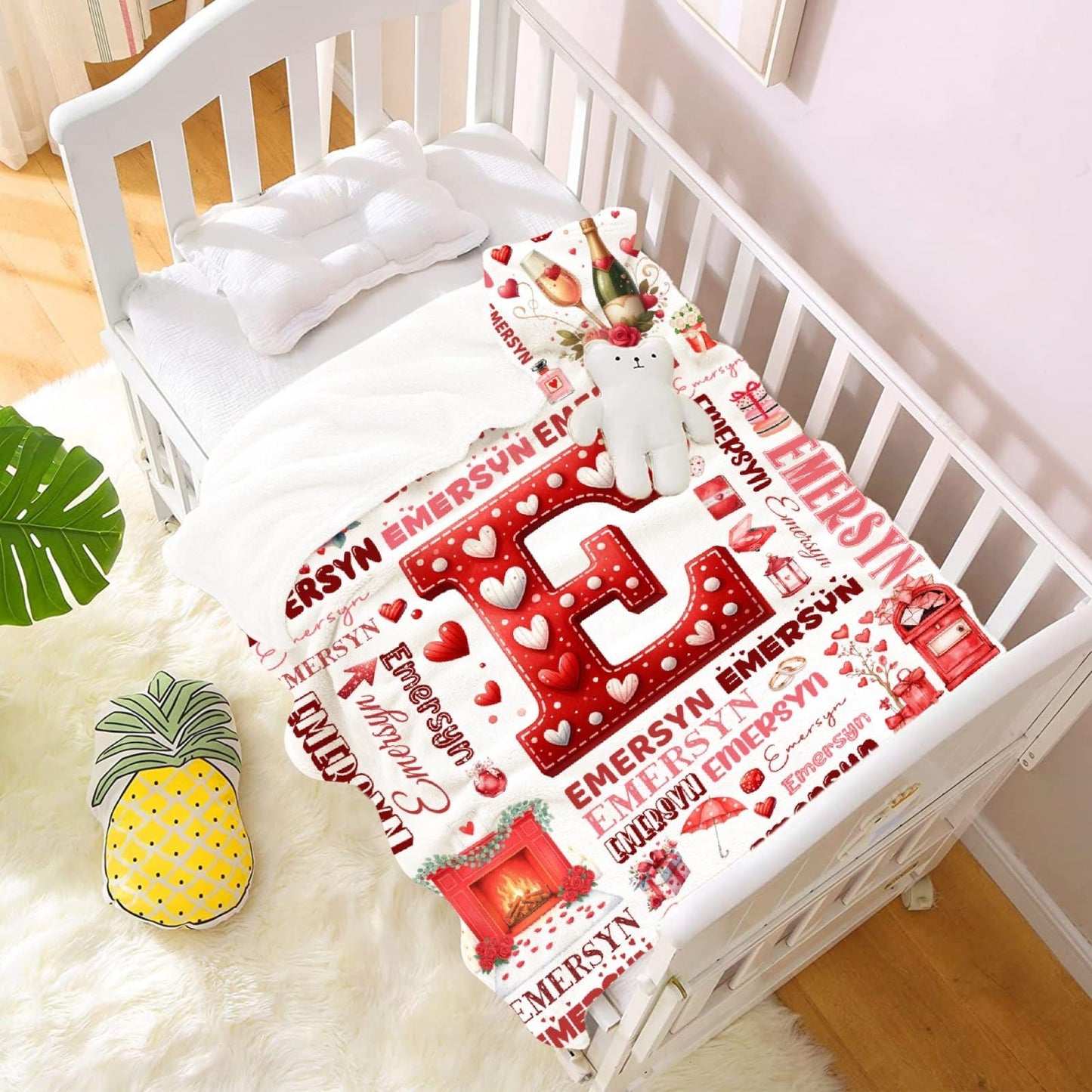 Personalized Valentine's Day Blanket,Couple Gifts for Boyfriend Girlfriend,Soft Flannel Throw for Bed Sofa,Lightweight,40 x 30in
