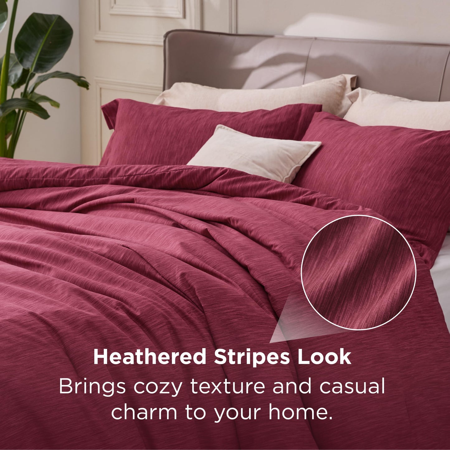Bedsure Queen Comforter Set - Dark Red Comforter Queen Size, Soft Bedding for All Seasons, Cationic Dyed Bedding Set, 3 Pieces, 1 Comforter (90"x90") and 2 Pillow Shams (20"x26"+2")