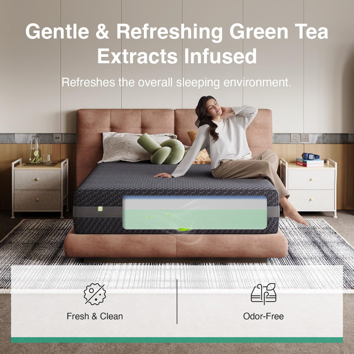 Novilla Twin Mattress 10 Inch, Twin Gel Memory Foam Mattress for Balanced Comfort & Contour Support, with Green Tea-Infused Foam, Breathable Side Panel Design, Mattresses in a Box, Medium Firm