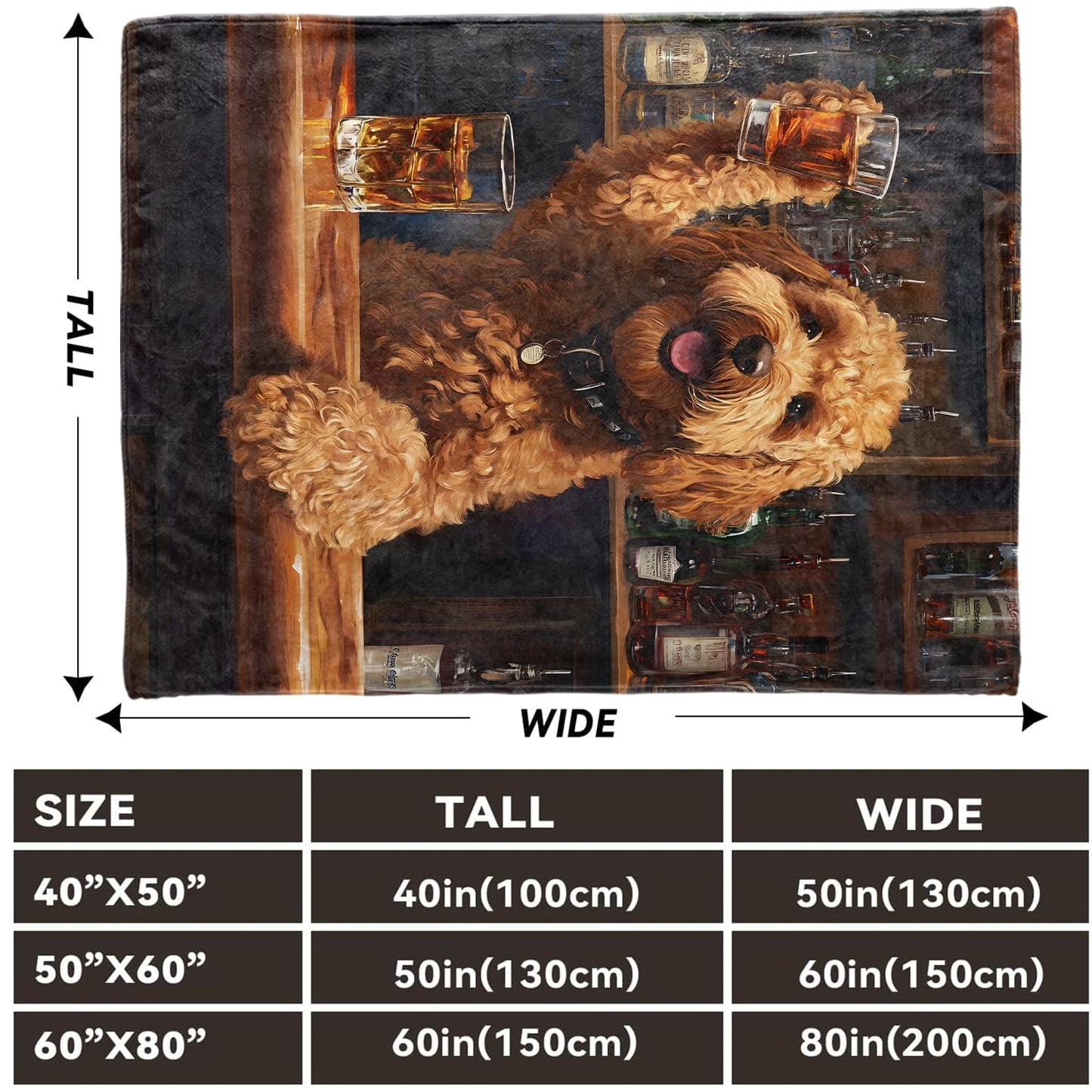 Lugiu Playful Dog Blanket, Lightweight Comfy Wine Glass and Puupy Throw for Couch Sofa Bedroom, Soft Cozy Travel Flannel Whimsical Funny Blankets Gifts for Girls Boys Kids, Home Decor 60×50in