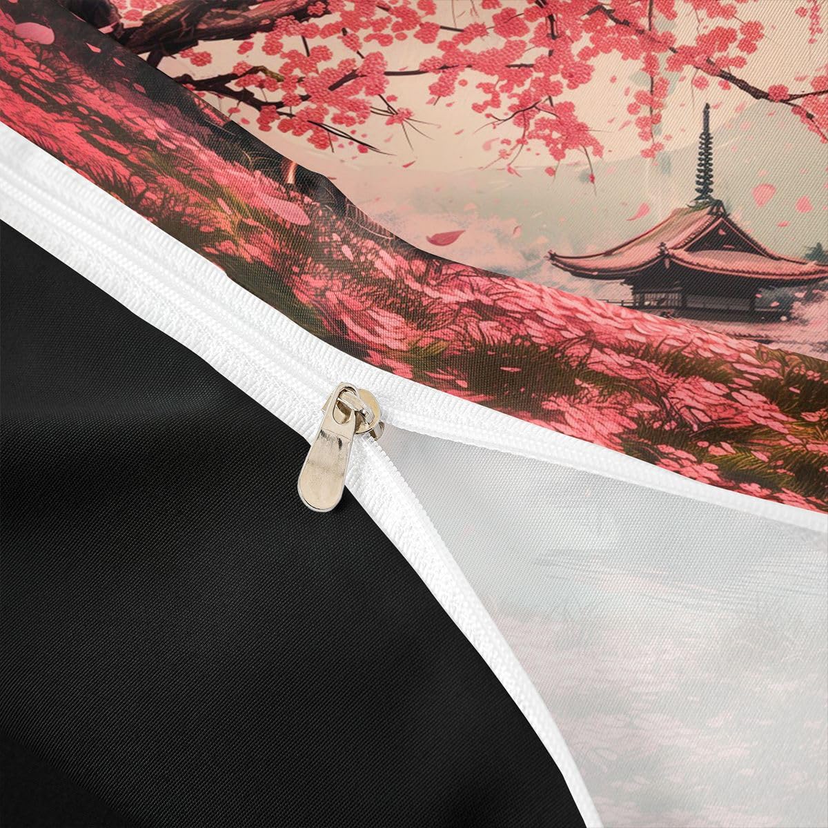 jejeloiu Samurai Duvet Cover Full Size Japan Style Comforter Cover for Boys Girls Cherry Blossoms Bedding Set 3Pcs Japanese Ukiyoe Room Decor