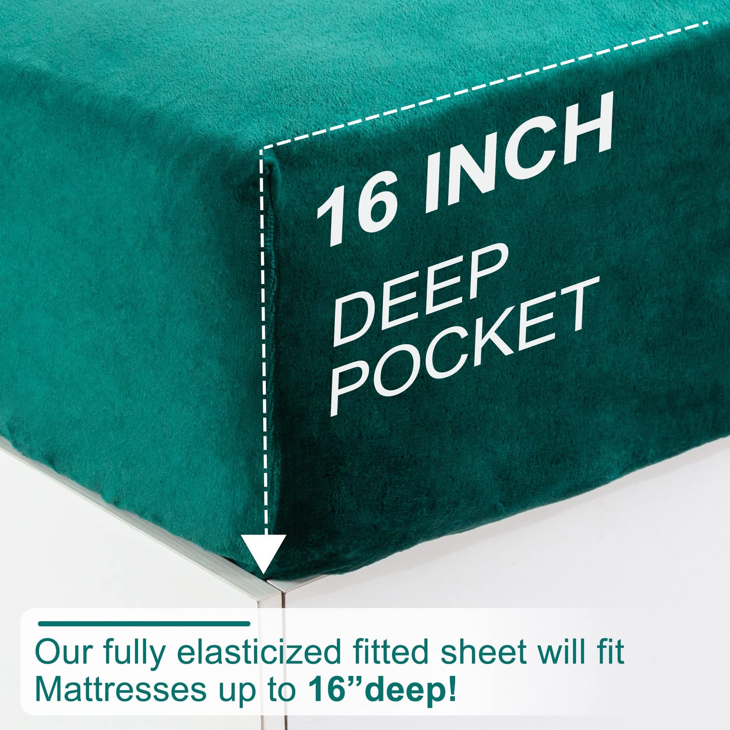 Micro Fleece Sheets Set Queen Size – No Pilling and Extra Soft Bed Sheets Set – Velvet Plush and Cozy Warmth Sheets with Deep Pocket for All Season & Chritmas (Queen, Green Color,4 Piece)