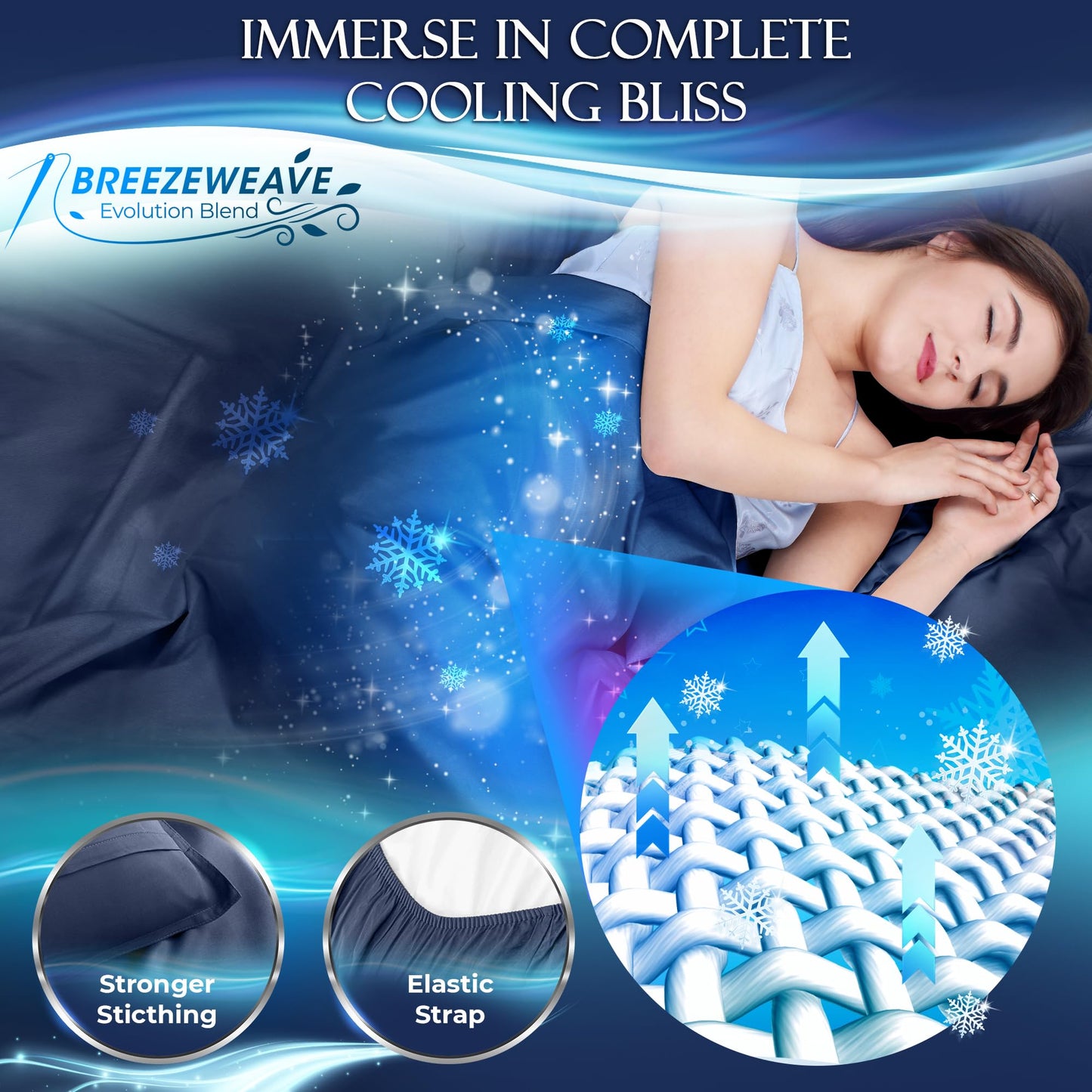 DECOLURE Cooling Sheets Full Set 4pcs - Luxurious & Ultra-Soft Full Size Cooling Sheets for Hot Sleepers - Comfortable Bamboo Viscose Microfiber Full Cooling Bed Sheets w/Deep Pockets (Navy)