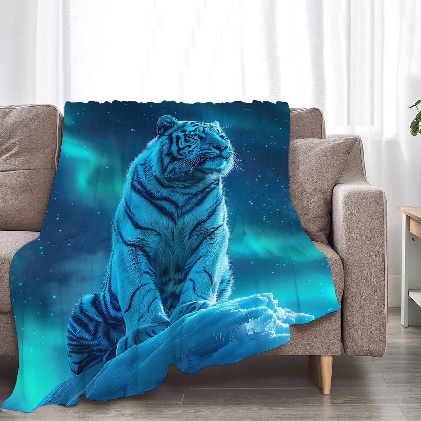 Tijuboni White Tiger Throw Blanket Tiger Gifts for Girls Boys Women Men Kids Adults Soft Flannel Fleece Blanket for Couch Sofa Bed Home Decor 40"x50"