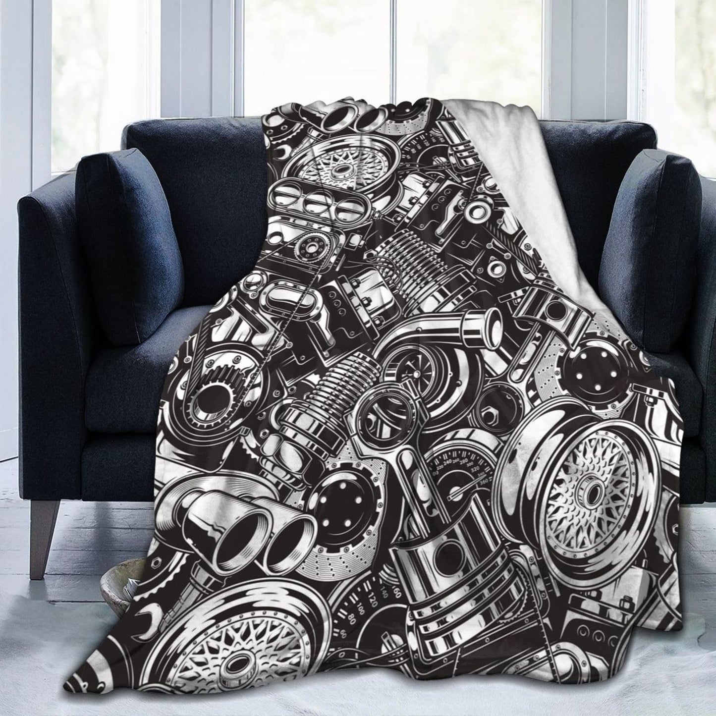 Automobile Car Parts Blankets for Mens Womens Boys Girls Gifts 60X50 Inches Ultra-Soft Warm Lightweight Bedding Throw for Bed, Sofa, Couch