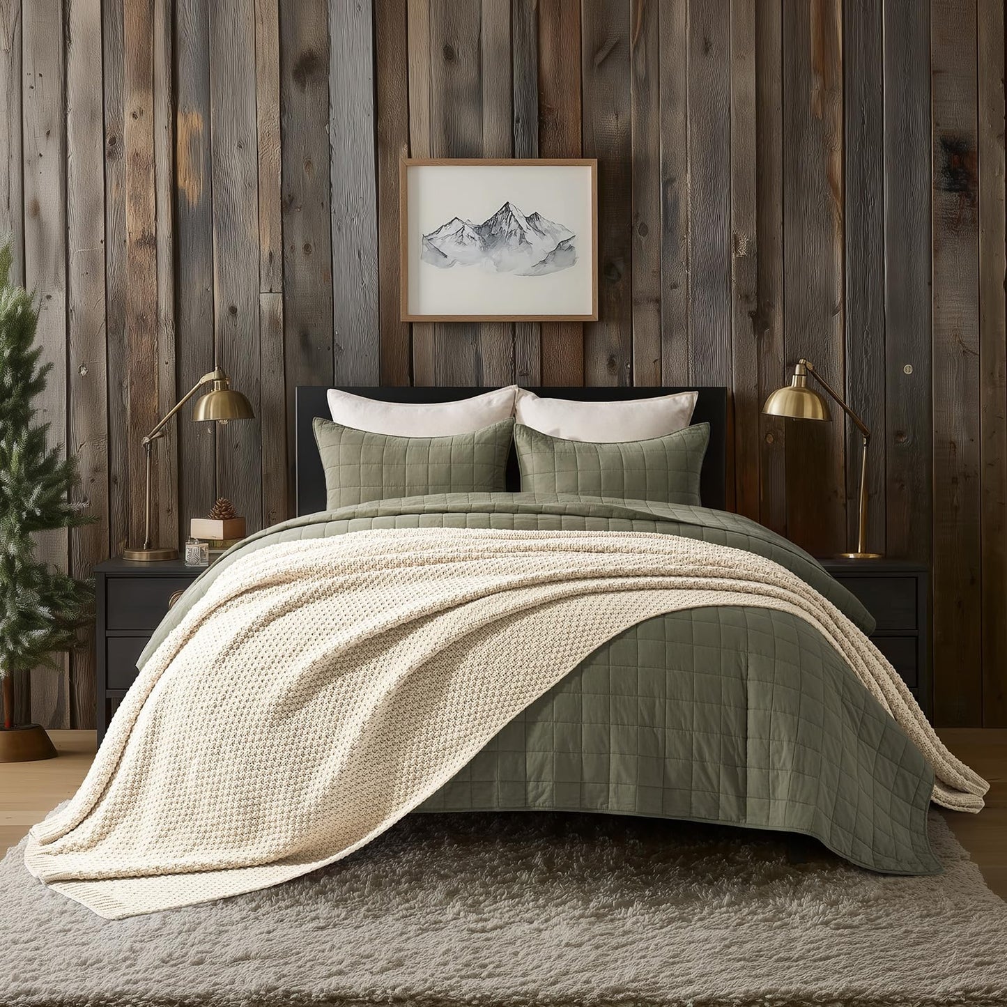 EVERGRACEHOME Chunky Chenille Knit Throw Blanket for Couch, Soft Luxurious Oversized Queen Moss Stitch Blanket for Bed, Cozy Farmhouse Knitted Throw for Sofa, Beige, 90" x 90"