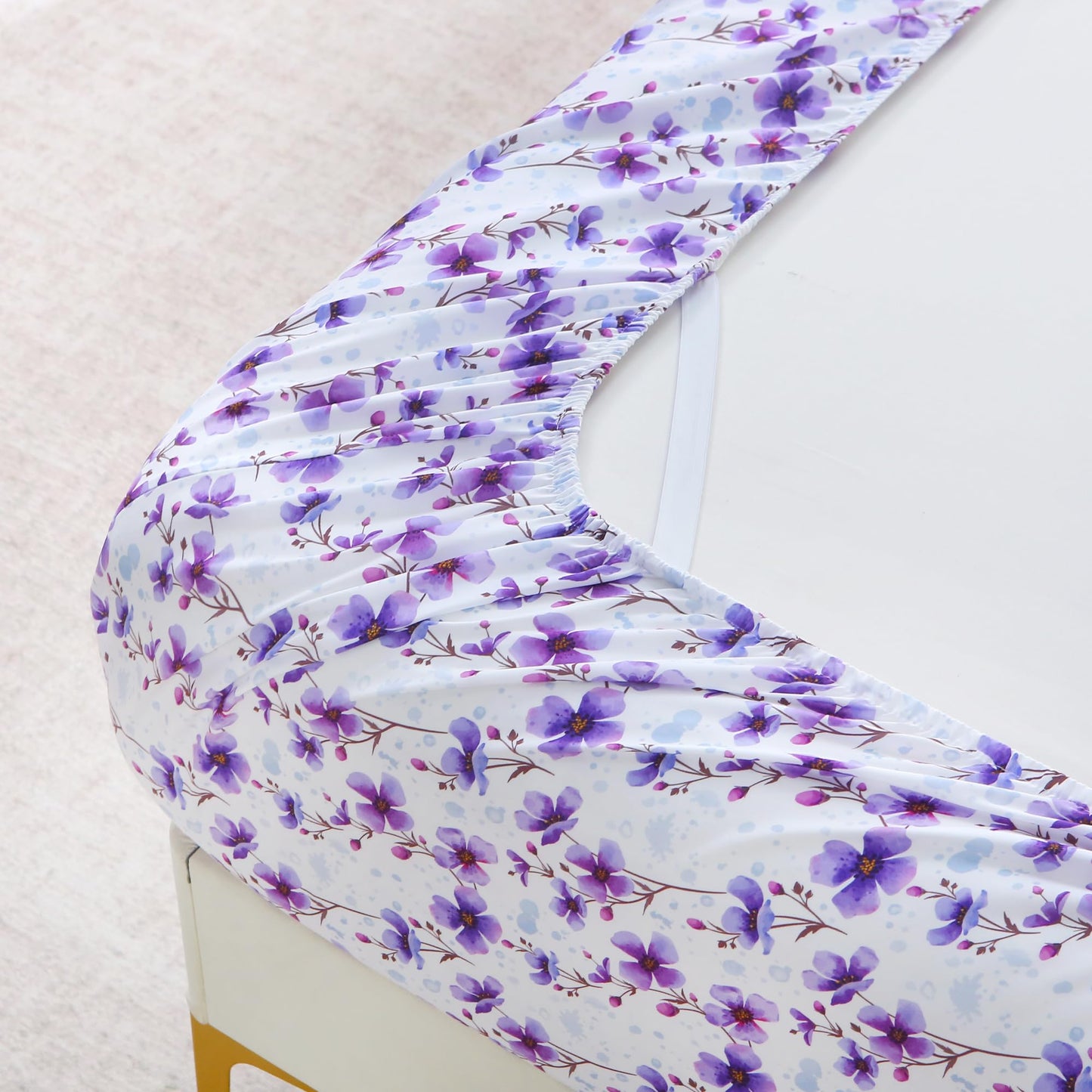 Mooreeke Cozy Floral Microfiber Printed Full Sheet Set - Soft & Breathable Purple Floral Bed Sheets with Deep Pocket - Non-Slip Fitted Design - Purple Flowers Pattern - Full