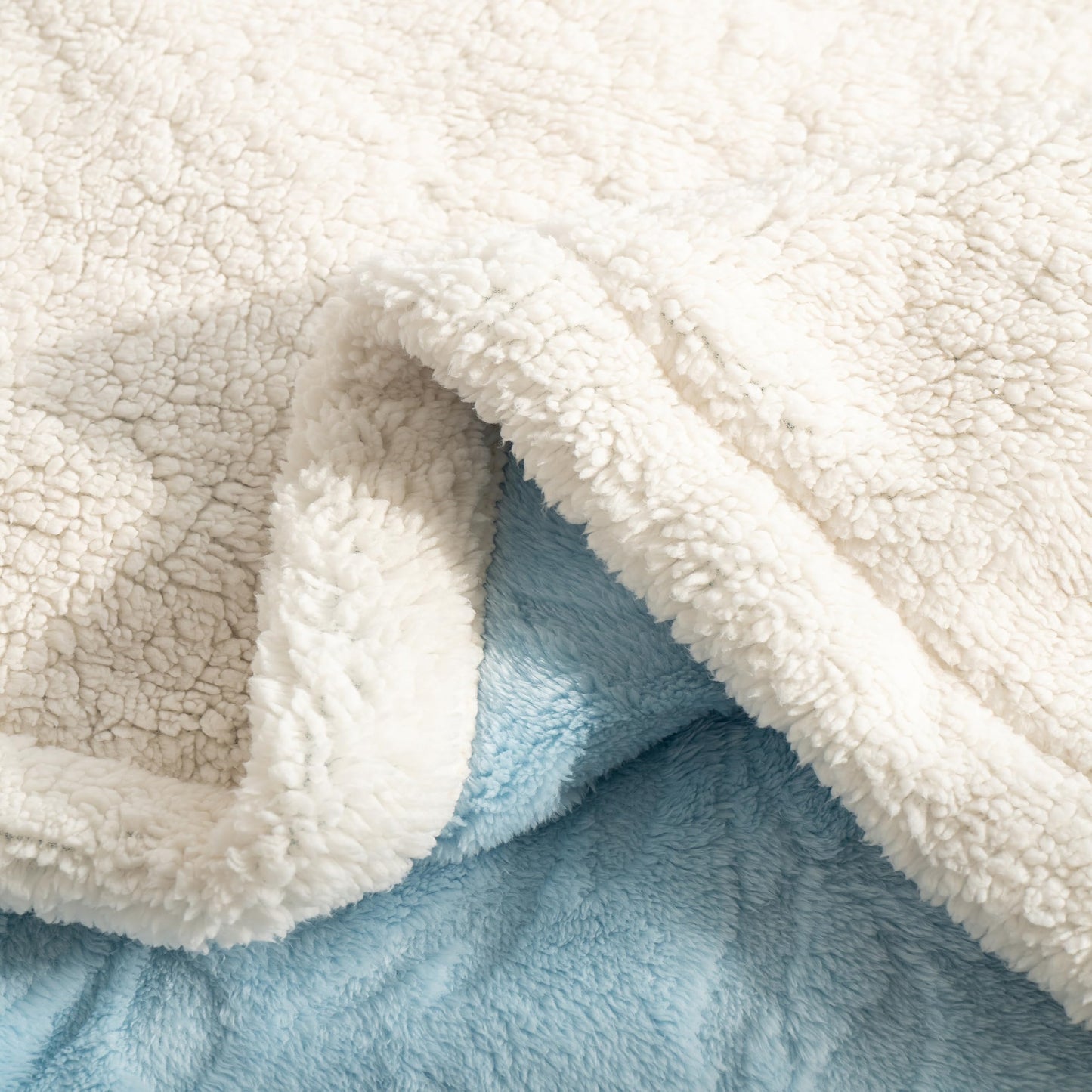 UKELER Sherpa Bed Blanket 80 × 90 inch, Ultra Soft Queen Size Throw Blanket for All Season, Cozy Plush Floral Fleece Blanket for Bedroom Living Room Dorm Hostel Sofa Camping, Blue