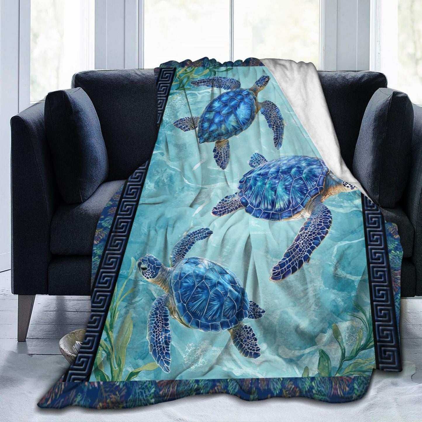 Baegopa Sea Turtle Blanket Gifts for Girls Boys Ocean Turtles Throw Blankets Cozy Plush Fleece Flannel Fuzzy for Women Men Decor 50"X40"