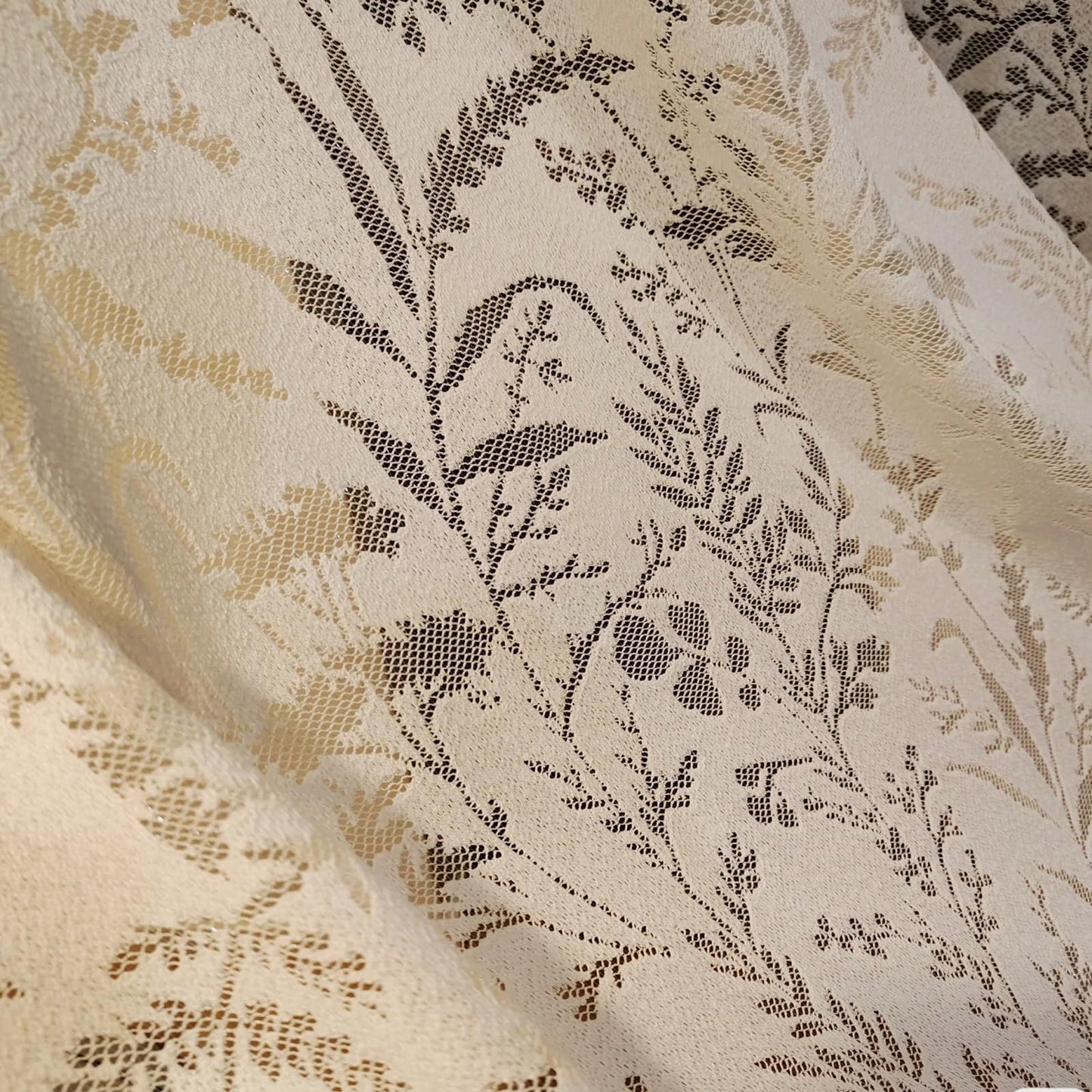 LANTIME Natural Off White Pinch Pleated Lace Sheer Curtains 84 Inch Long for Bedroom Living Room, Soft Thick Textured Window Drapes Light Filtering Semi Curtains, 52" W x 84" L, Set of 2