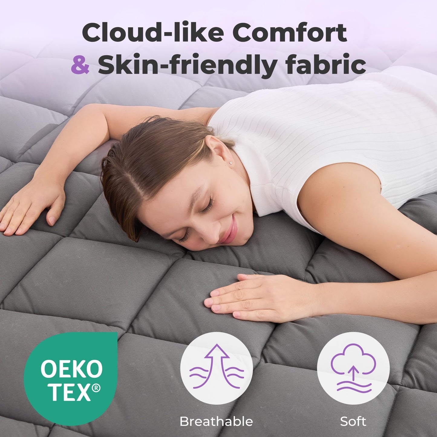SINWEEK 4 Inch Dual Layer Memory Foam Mattress Topper Twin Size, 2 Inch Gel Memory Foam Plus 2 Inch Plush Soft Pillow Top Cover Filled with 1450GSM Down Alternative Filling,White