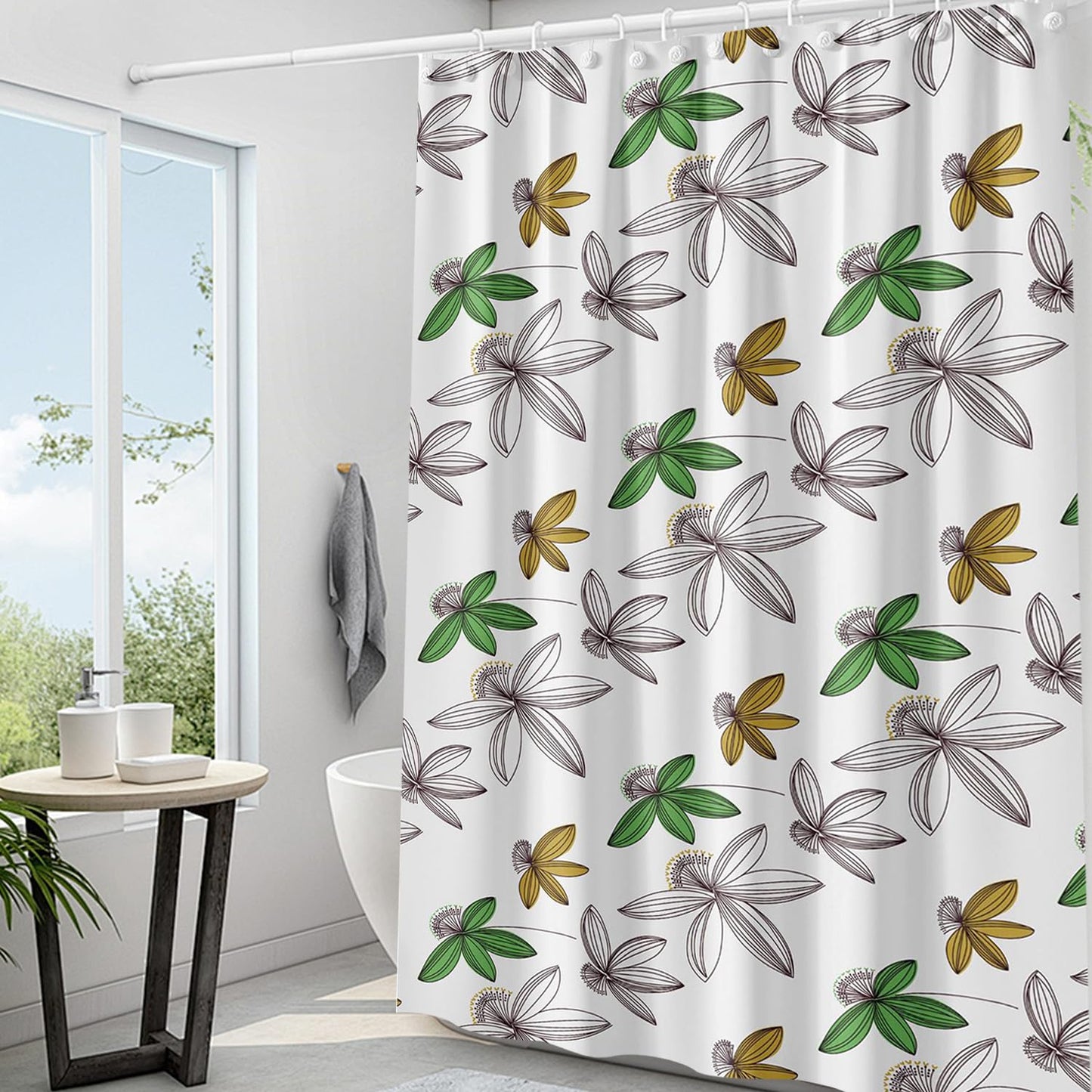 Myratts Plastic Shower Liner - Premium PEVA 6G Thickened Shower Curtain Liner with Rustproof Grommets and 3 Weighted Magnets, Waterproof Shower Curtain for Bathroom(Floral)