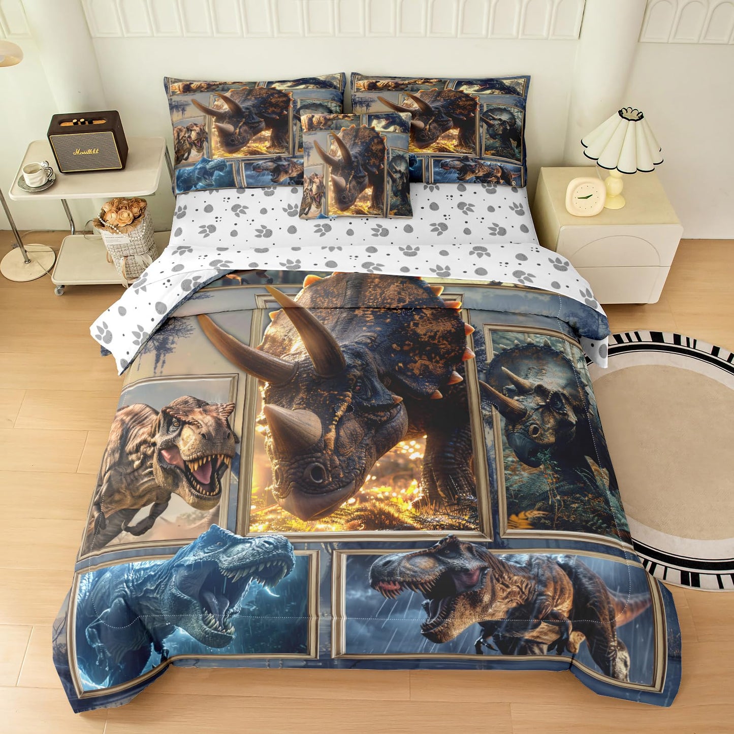 Bodhi Dinosaur Comforter Sets Twin for Boys,Three-Dimensional Style Dino Bedding Twin for Teens Super Soft Microfiber All Season Bed Set for Kids with Love