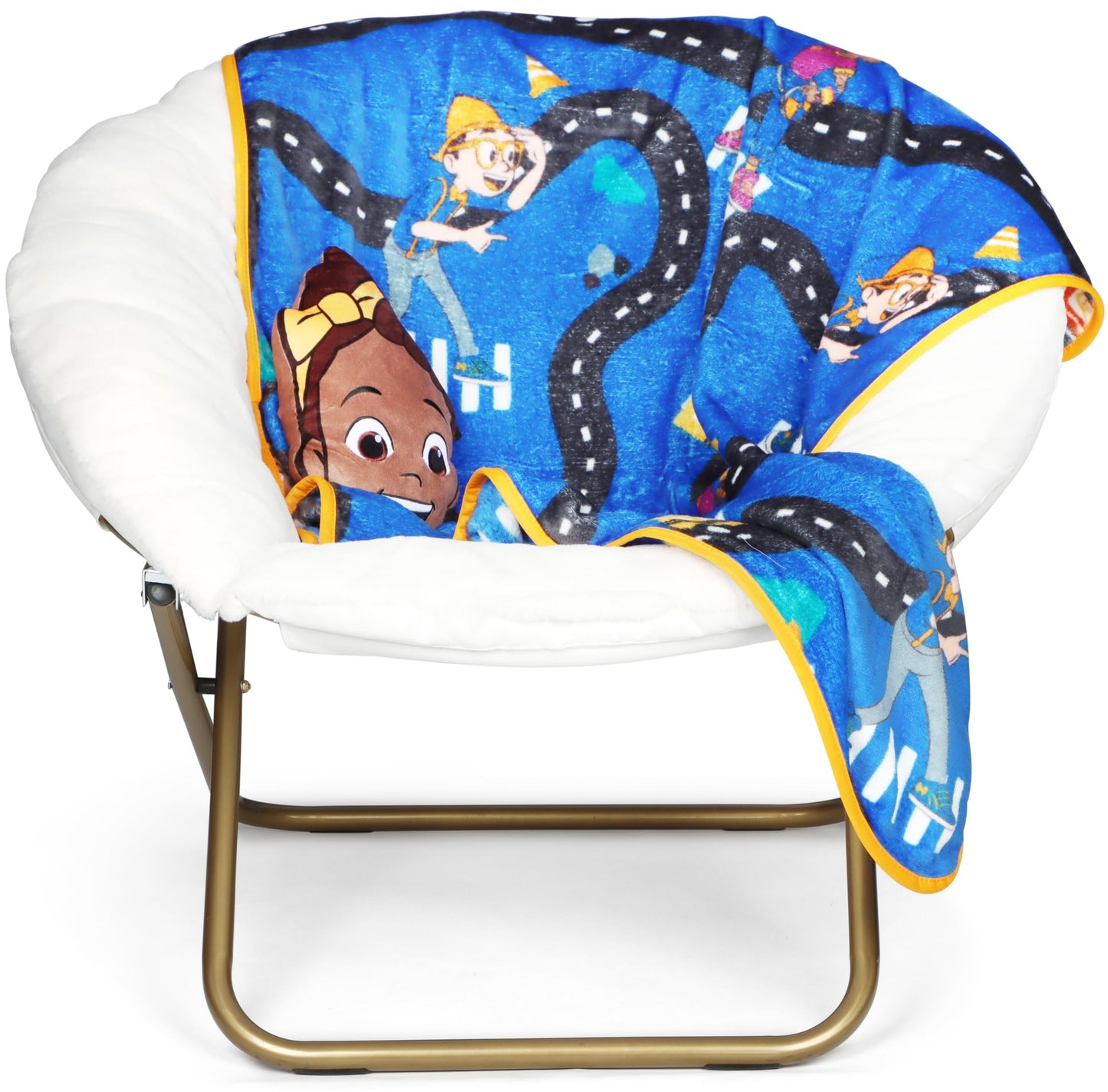Jay Franco Kids Nogginz Set – 12" Inches Nogginz Pillow & 40" x 50" Inches Cozy Plush Throw Blanket, Ultra-Soft Character Nap Set for Travel, Bedroom & Couch Décor, Blue - Blippi Meekah